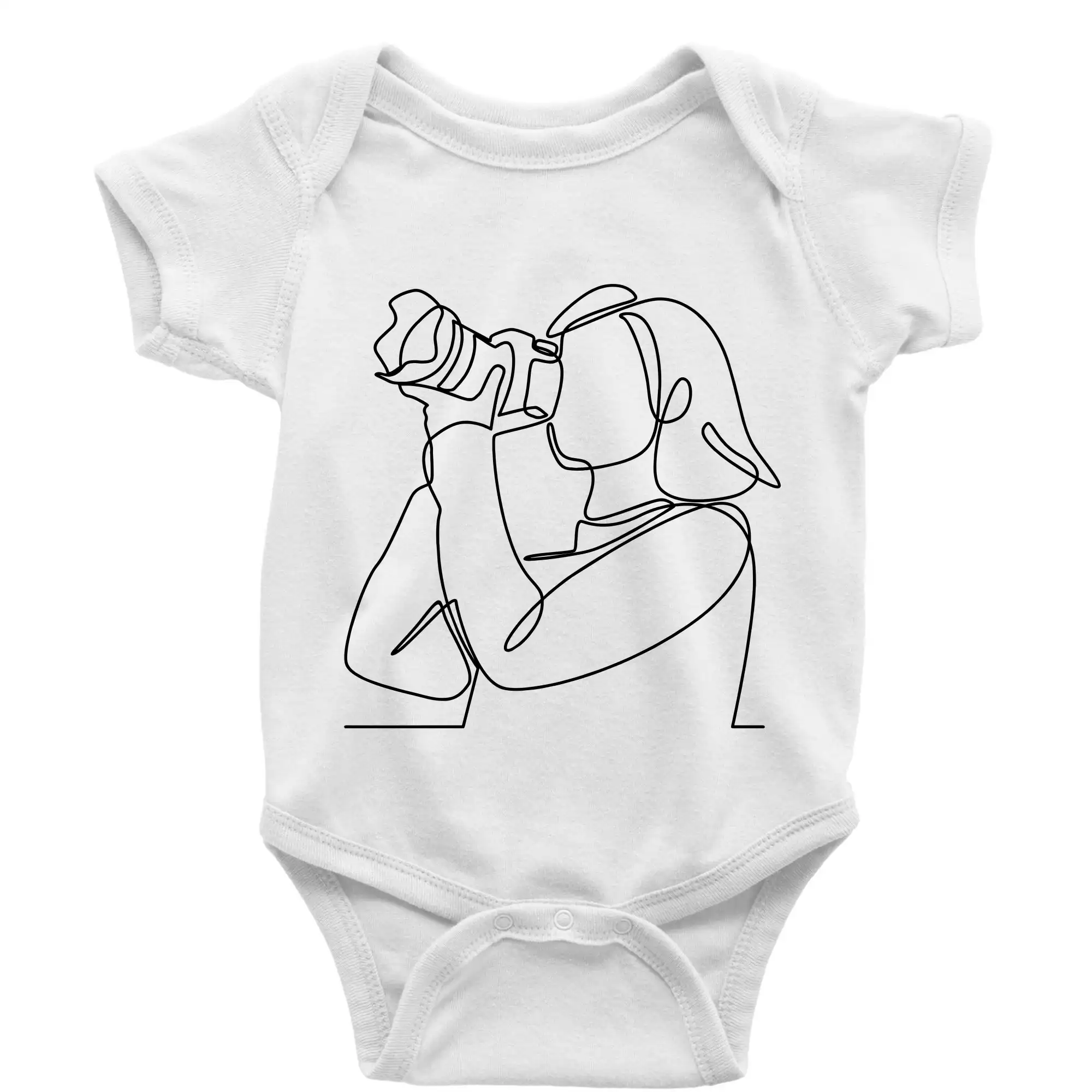 Fotografka stojící jedním tahem