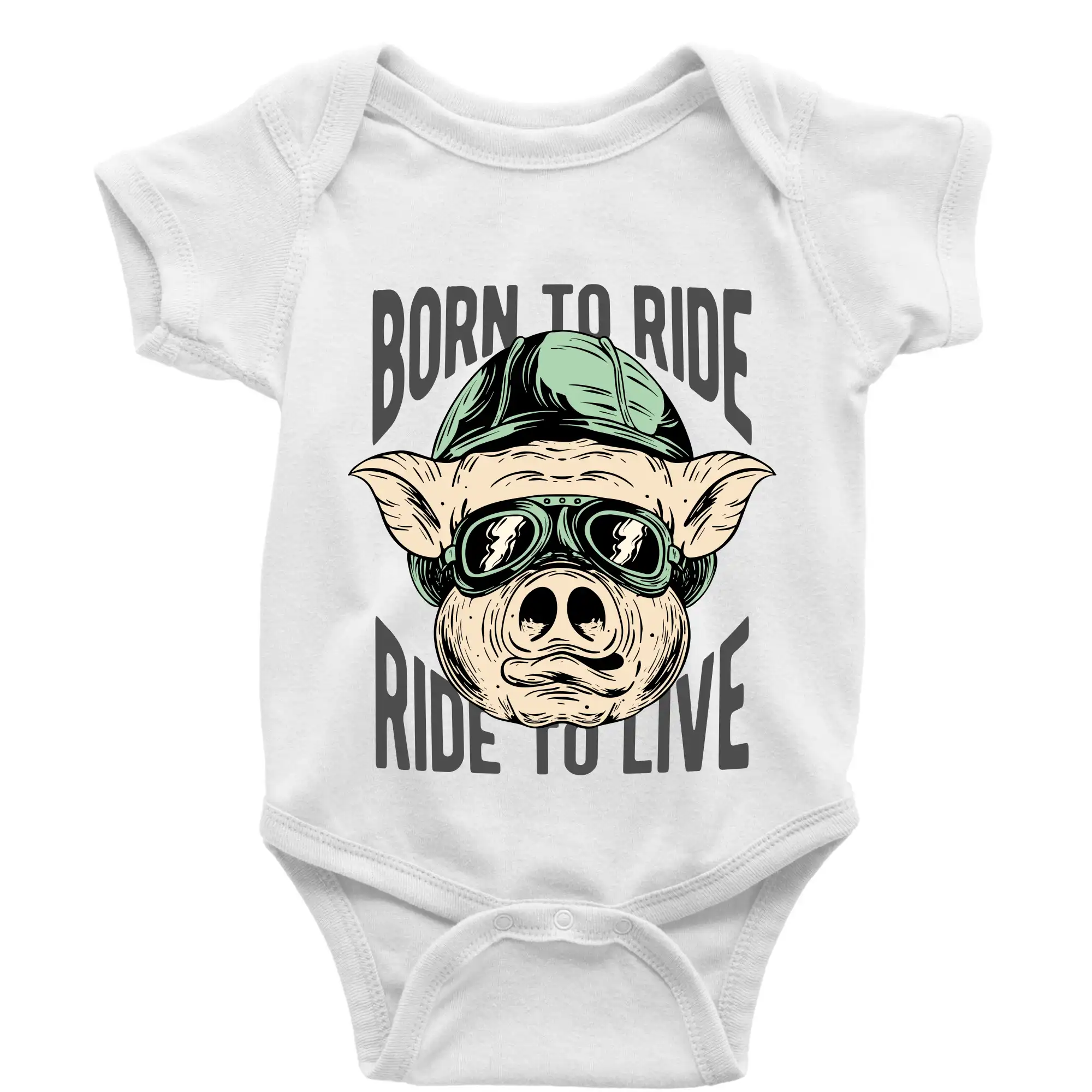 Tričká a mikiny s potlačou motoriek – pre pravých motorkárov - Born to Ride prasák - Body dojčenské s krátkym rukávom