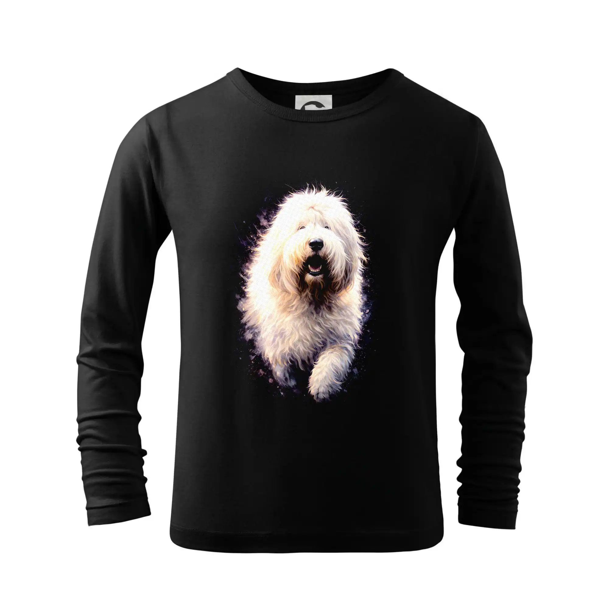 Ostatné psie plemená - Obrázok poltón Bobtail bežiaci - Tričko detské Long Sleeve