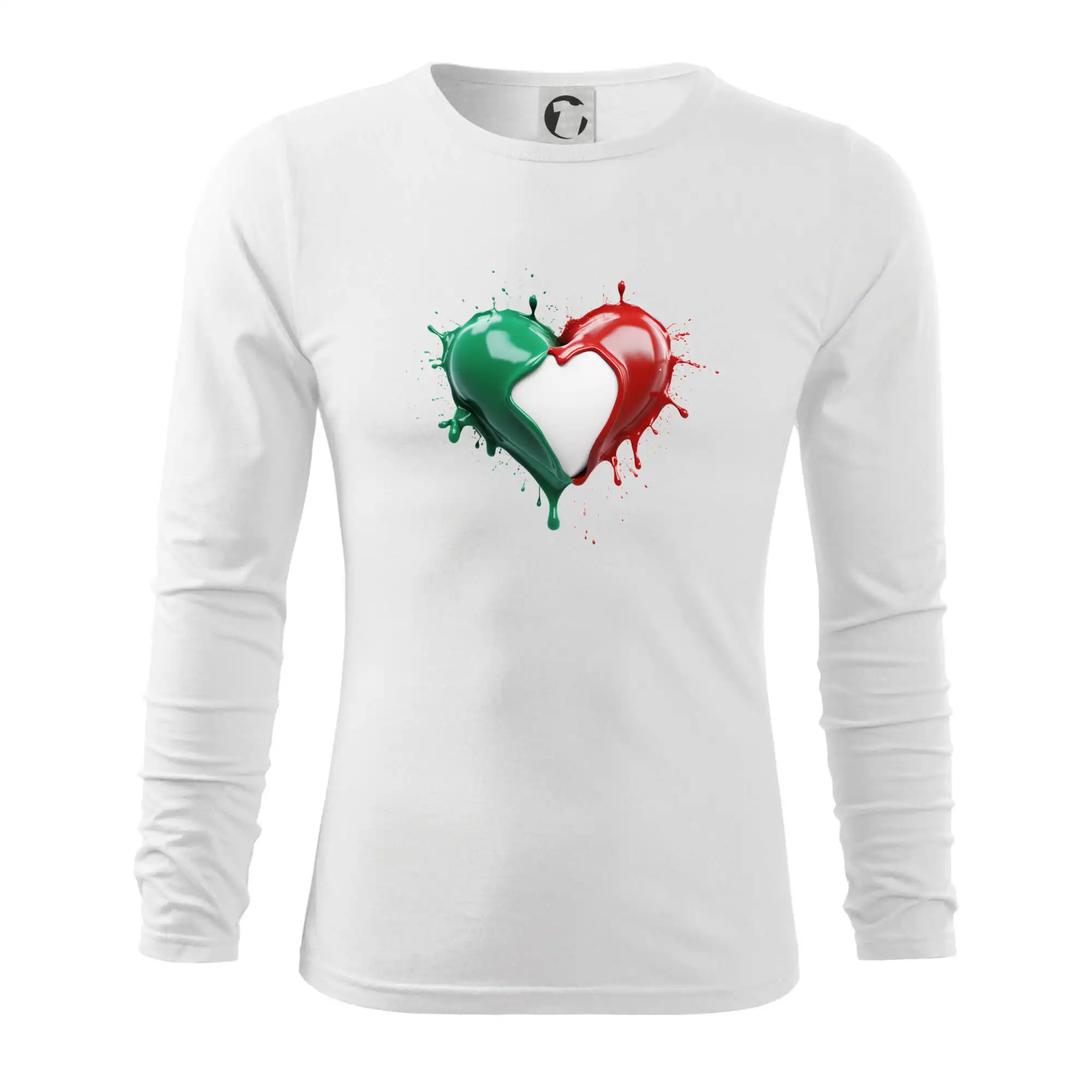 Motívy štátnych vlajok - Srdce rozprsknuté - Talianske farby - Tričko s dlhým rukávom FIT-T long sleeve