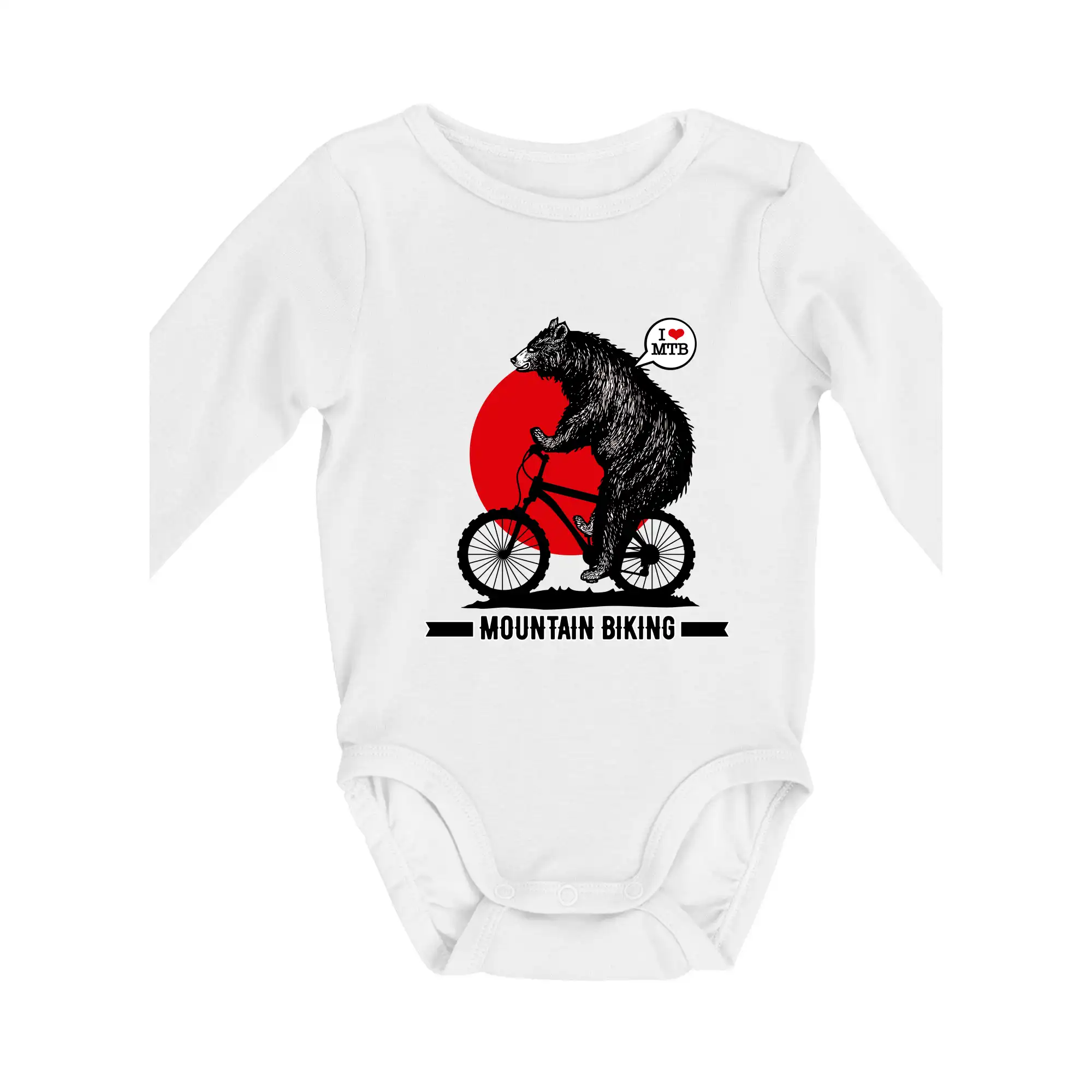 Tričko ako darček pre cyklistu - MTB medveď - Body dojčenské s dlhým rukávom