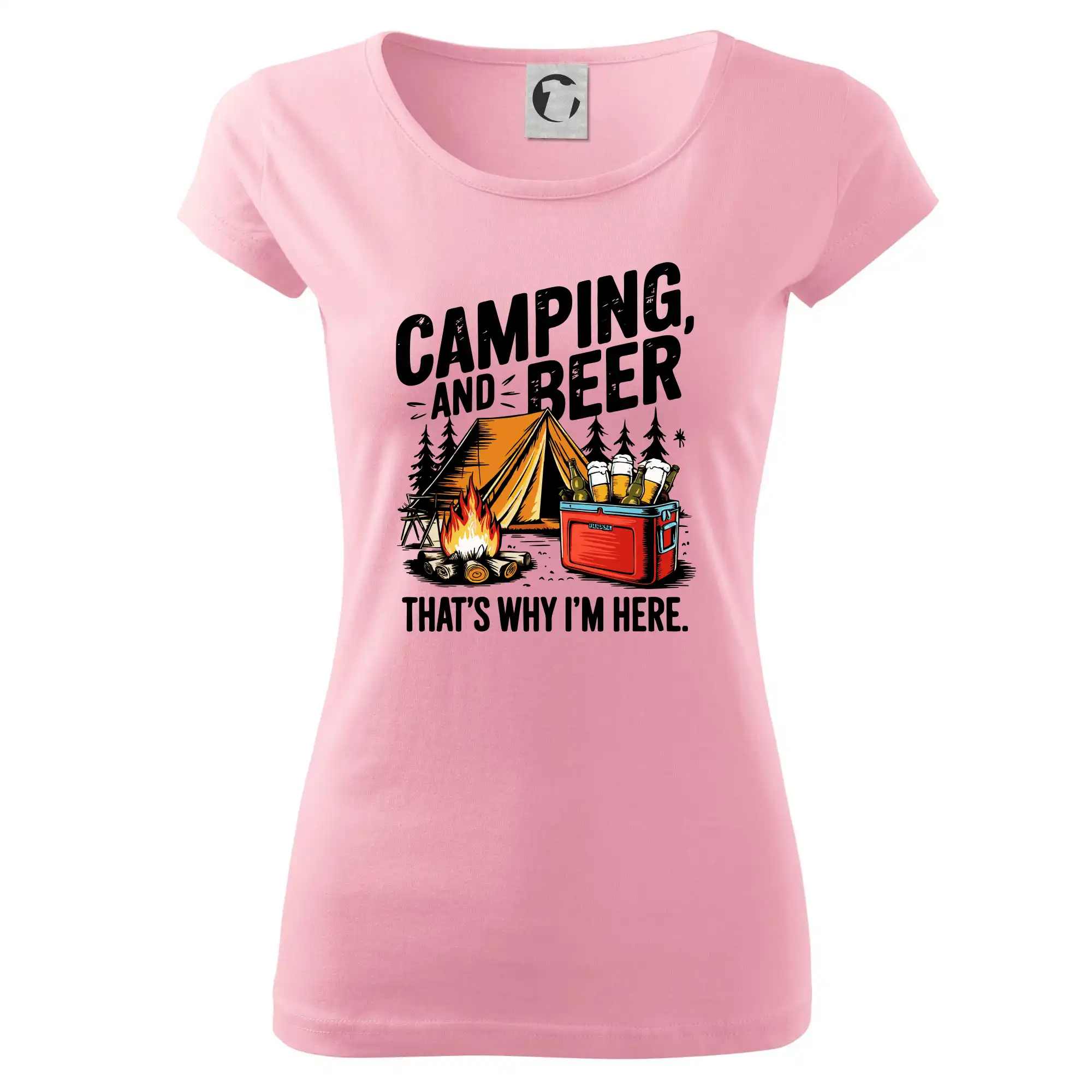 Černý nápis nápis Camping and beer