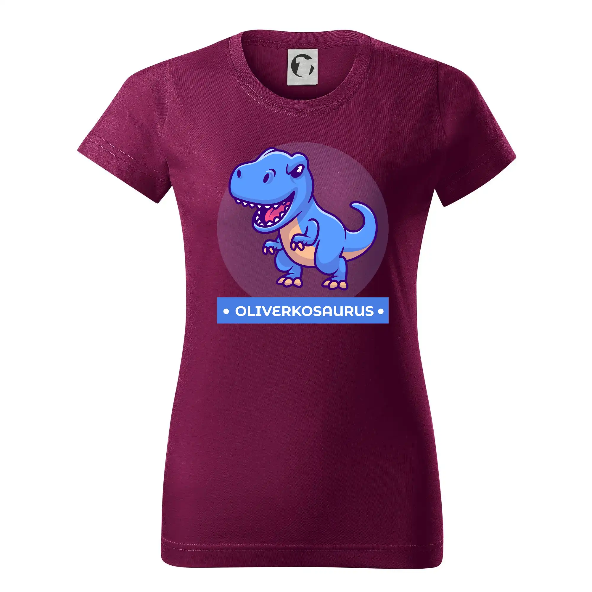 Detské tričká, mikiny a body s originálnymi potlačami | Veselé motívy pre chlapcov aj dievčatá - Dinosaurie mená - modrý dinosaurus - Dámske tričko basic - ľahko voľnejšie a dlhšie