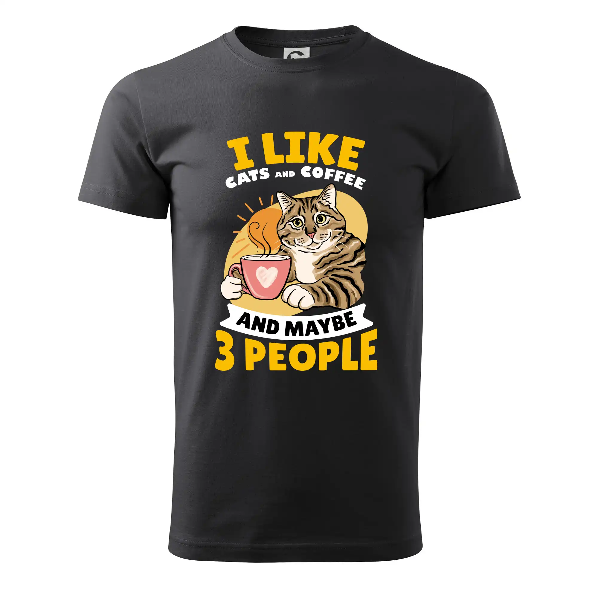 Vtipná tričká s mačkou - I like cats and coffee and maybe 3 people - Klasické pánske tričko vyššej gramáže