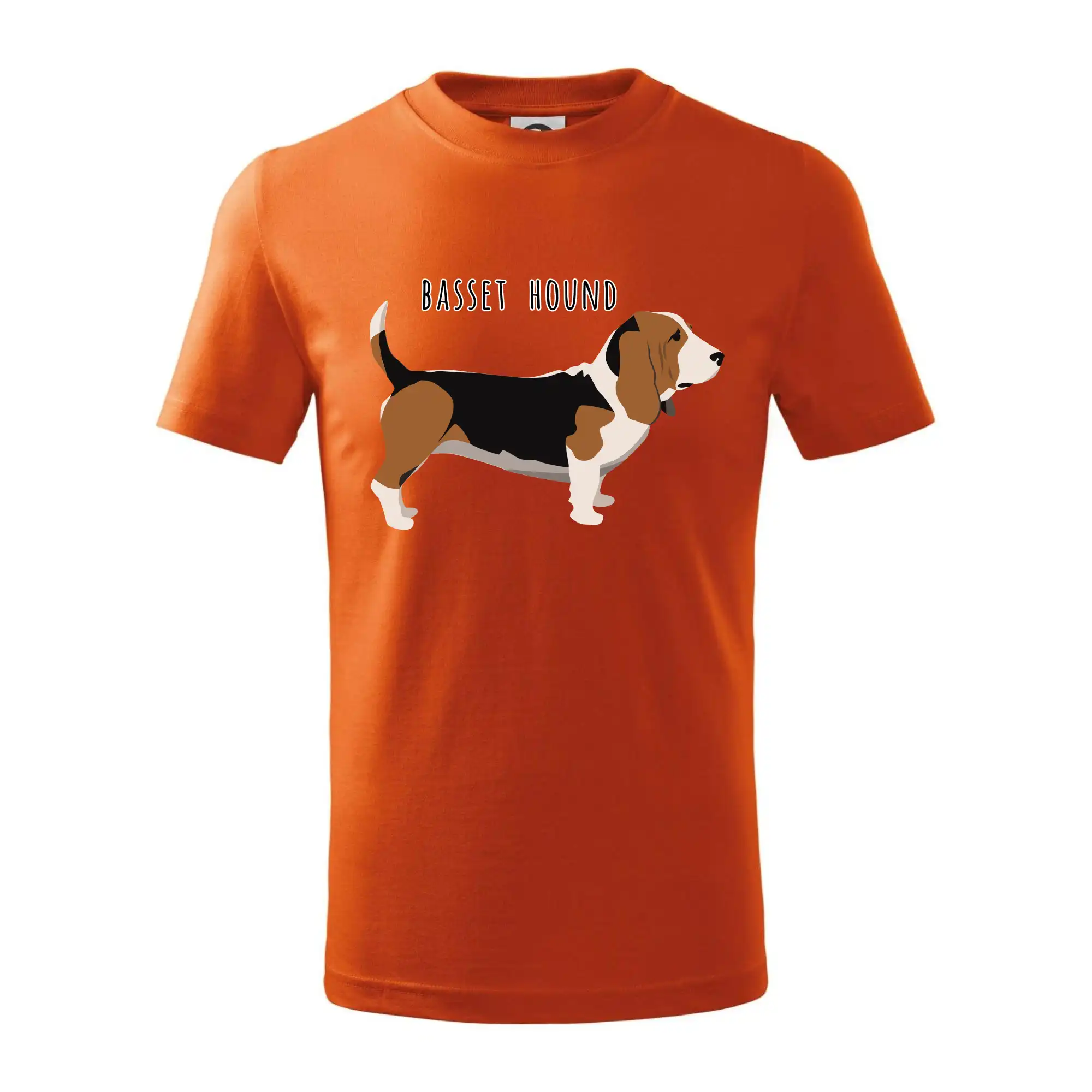 Basset hound pes s nápisem