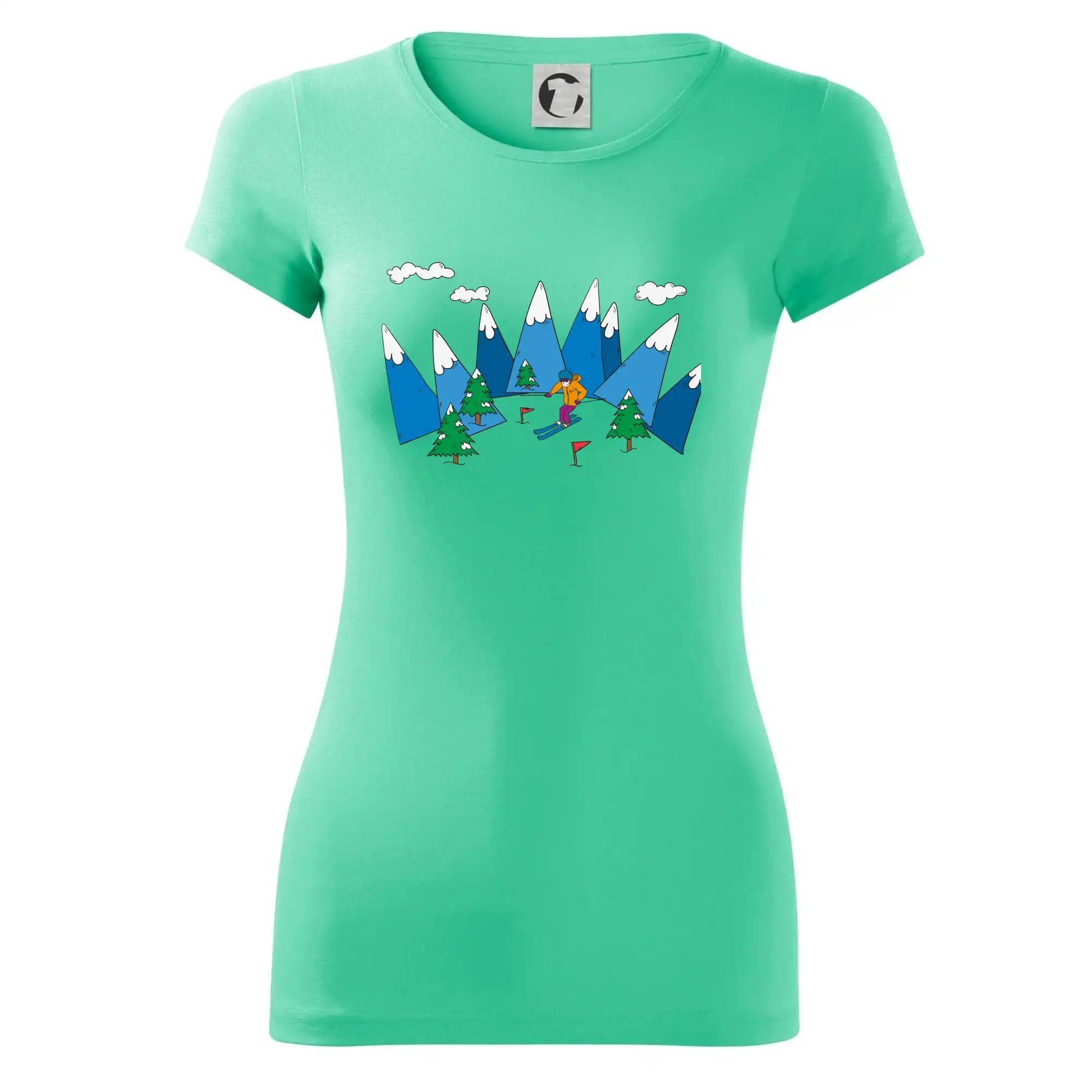 Lyžař a barevné hory