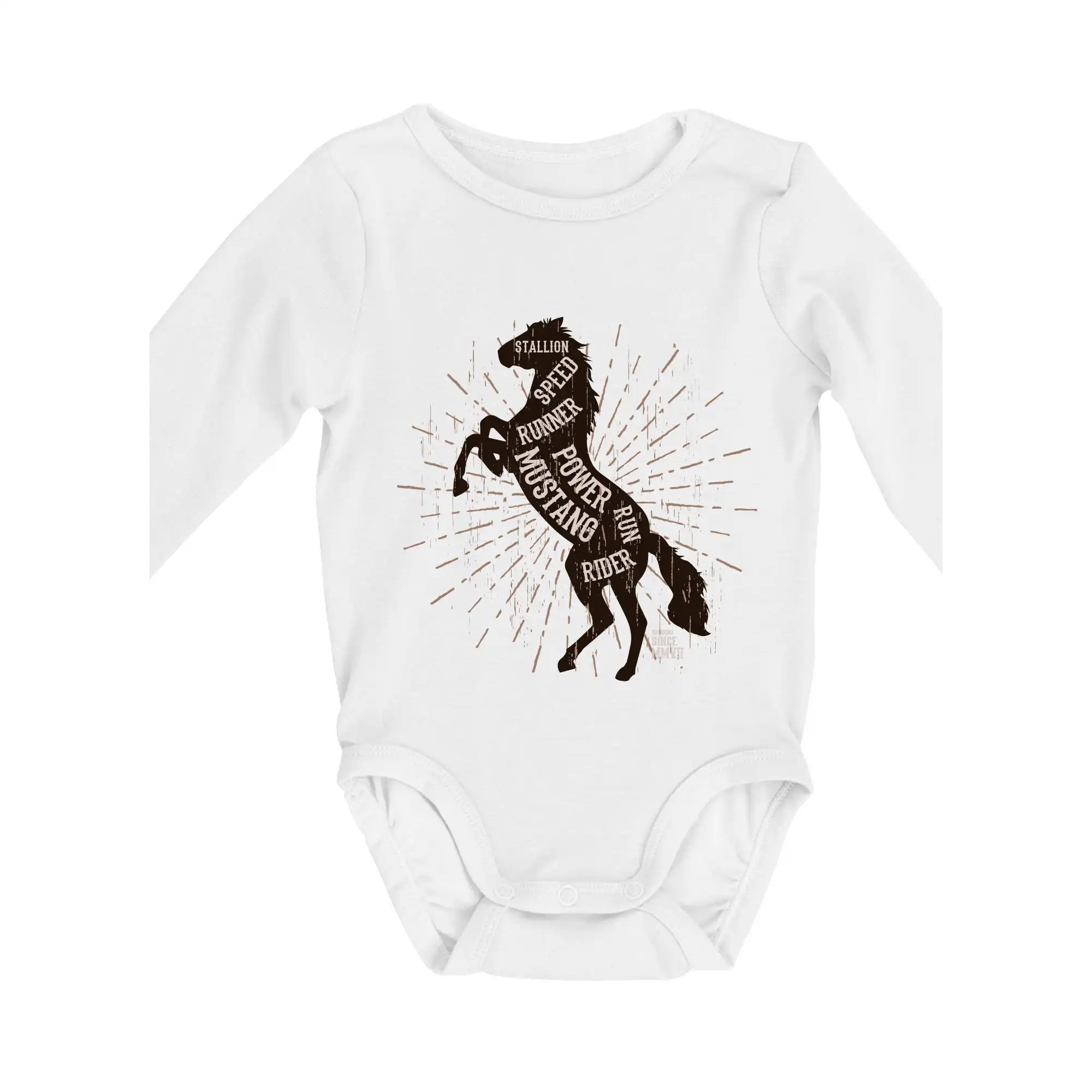 Tričká s koňmi - Horse mustang - Body dojčenské s dlhým rukávom
