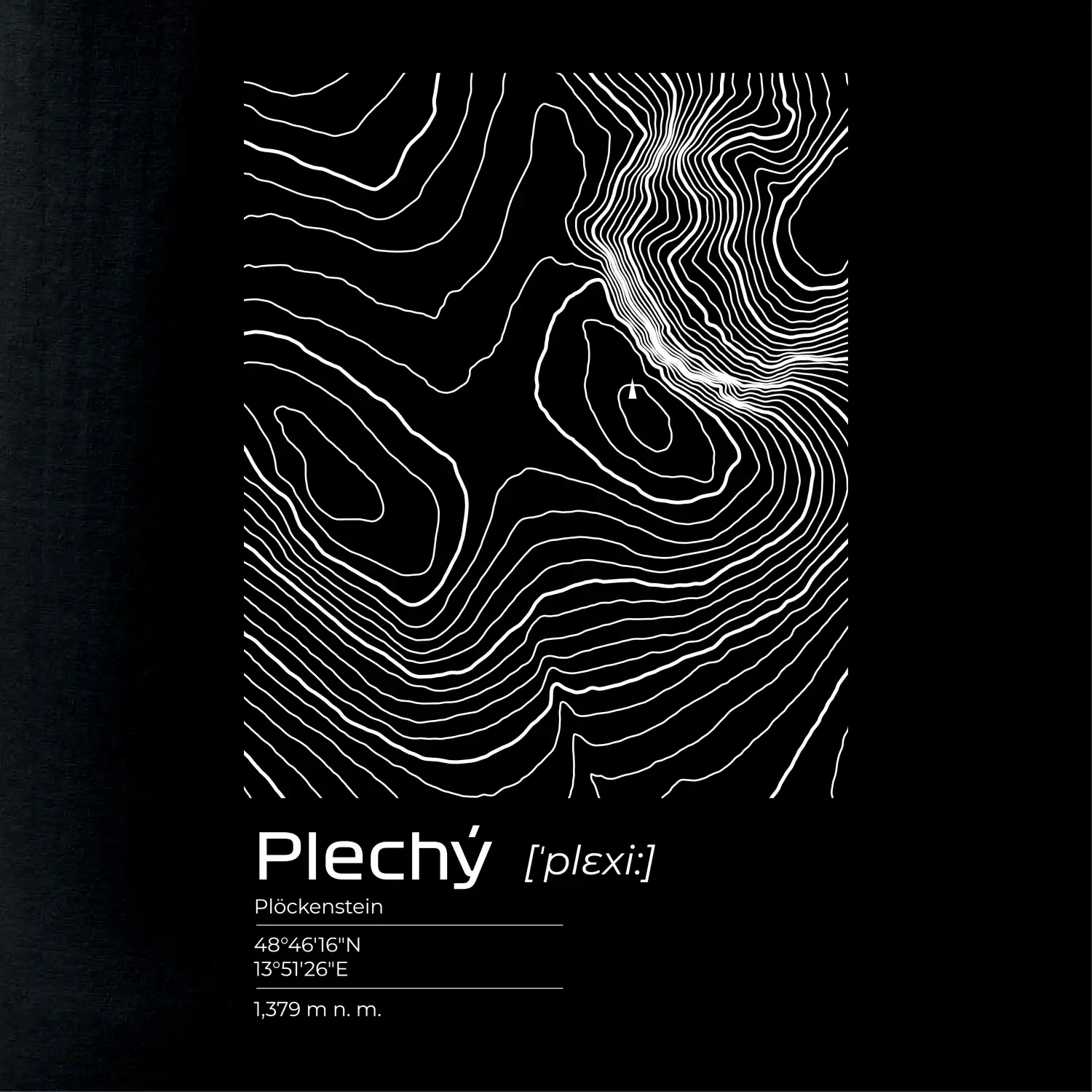 Plechý - vrstevnice v obdélníku