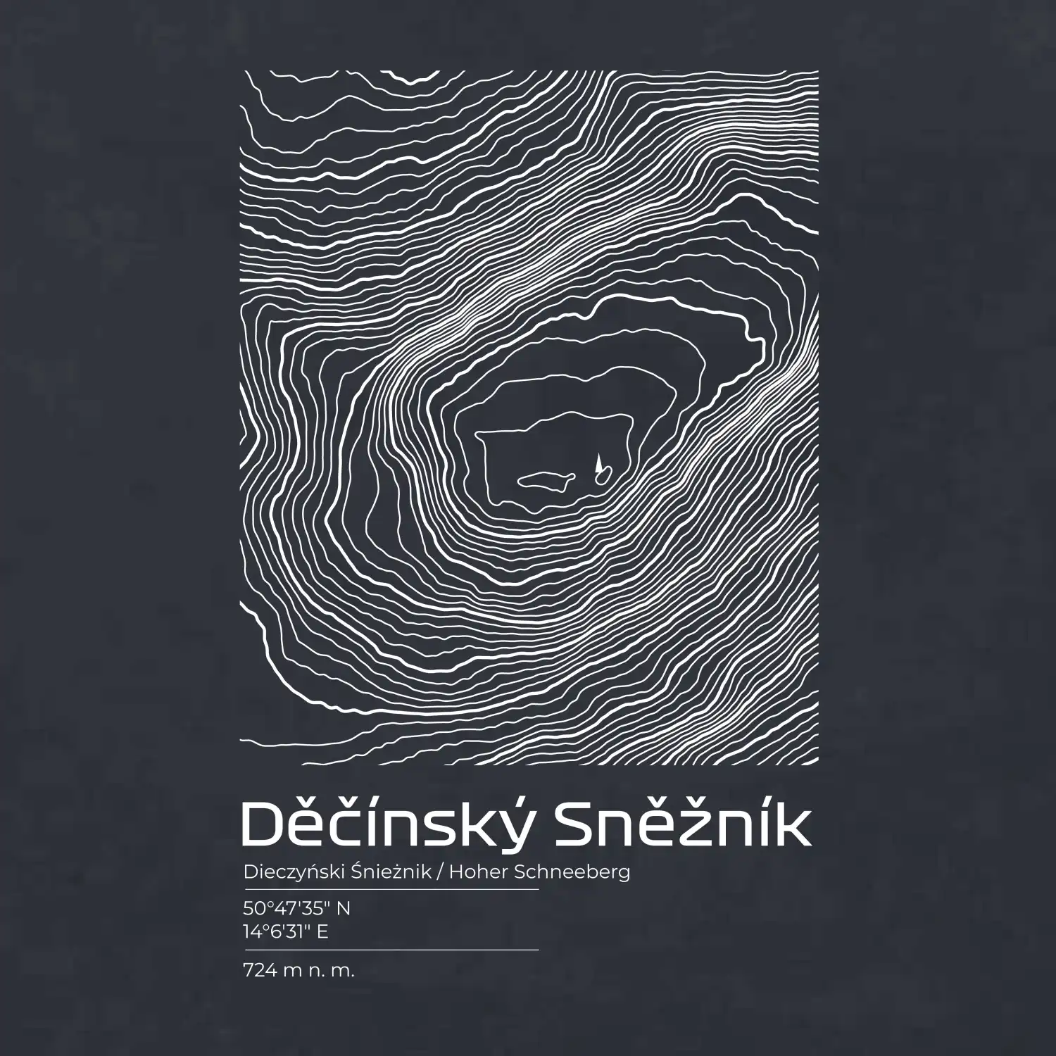 Děčínský Sněžník - vrstevnice v obdélníku