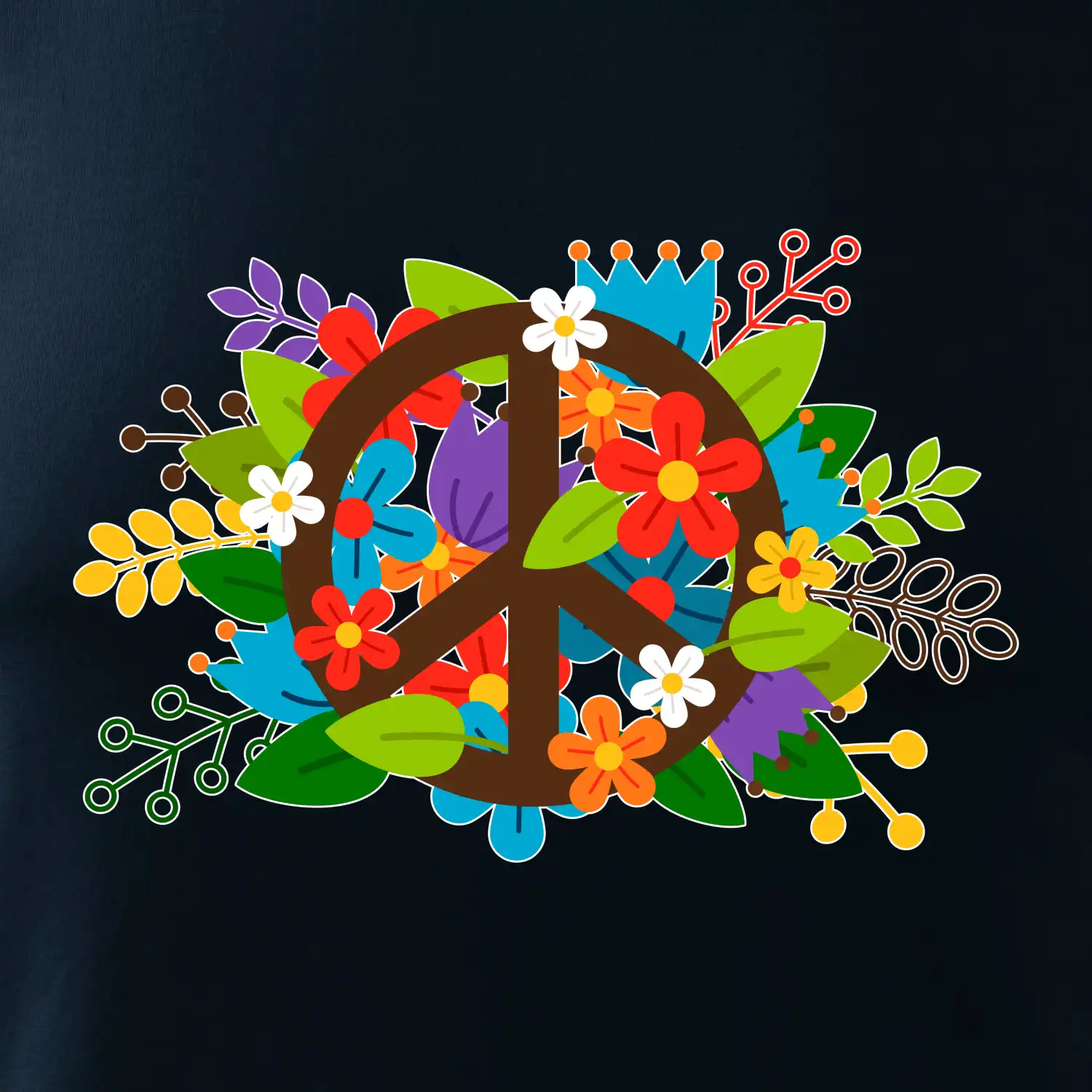 Peace symbol prorostlý květinami