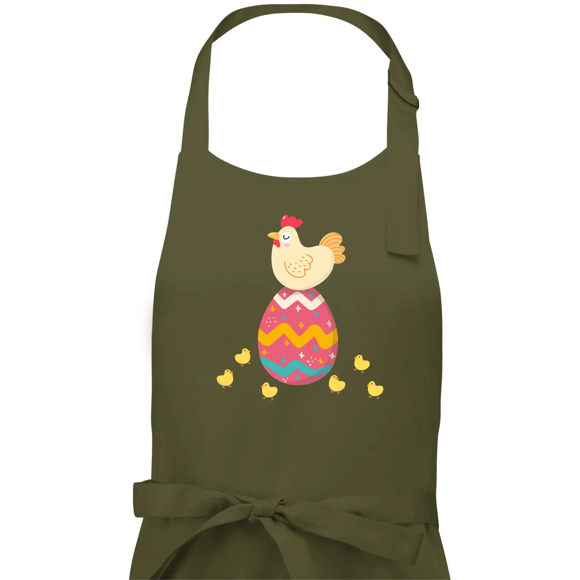 Slepice sedící na velikonočním vejci