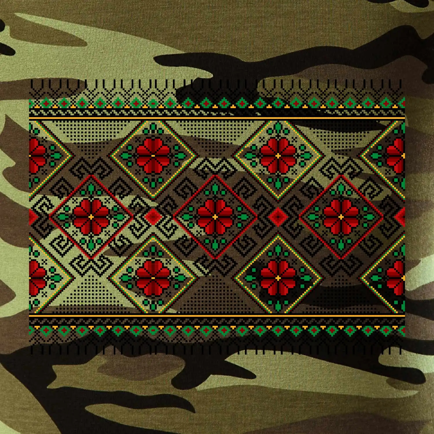 Ukrajinský vzor - Červeno Zelený