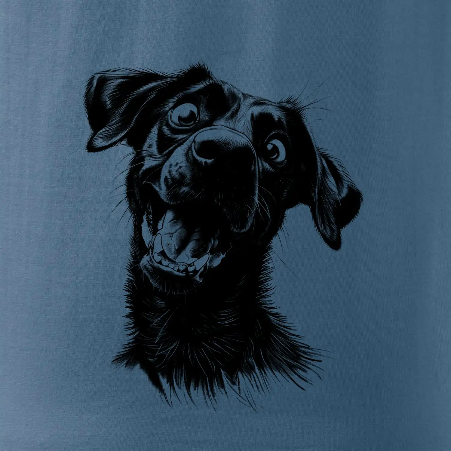Černobílá karikatura Labrador tmavý