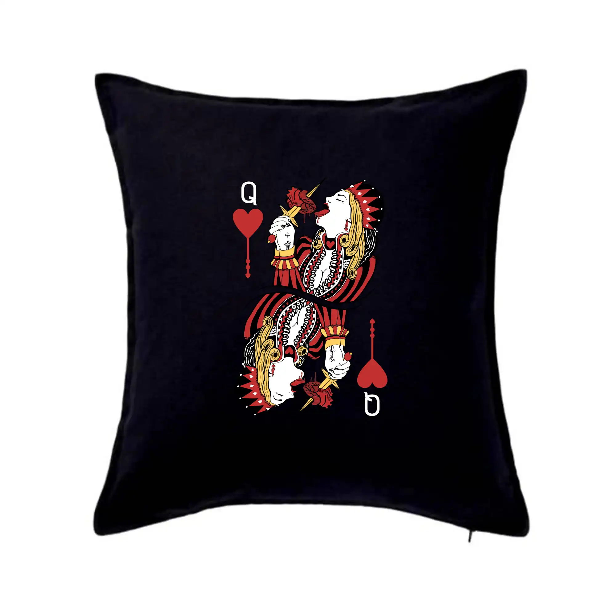Poker tričká - Srdcová Kráľovná kreslená (Pecka Design) - Vankúš 50x50