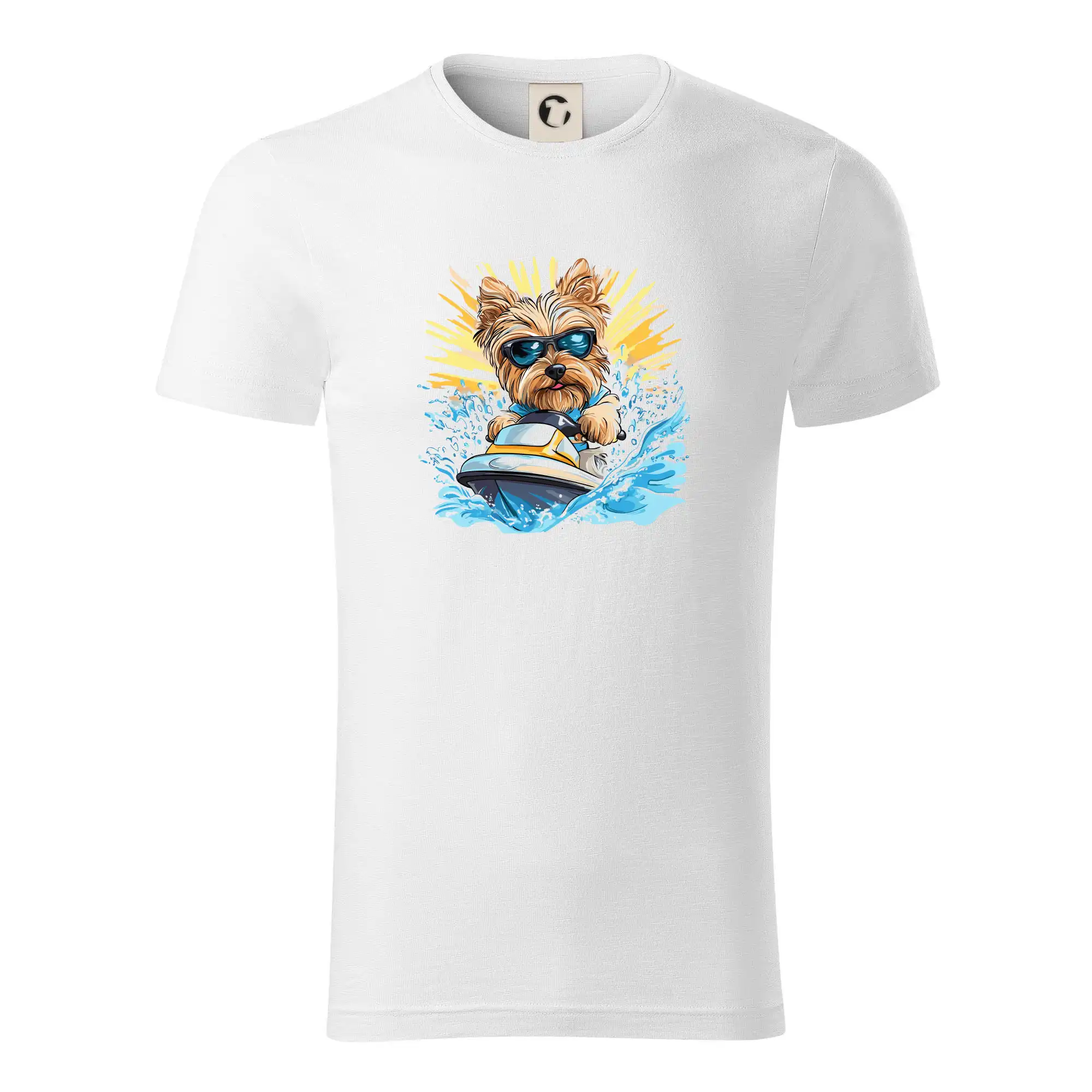 Yorkšírský teriér na vodním skútru