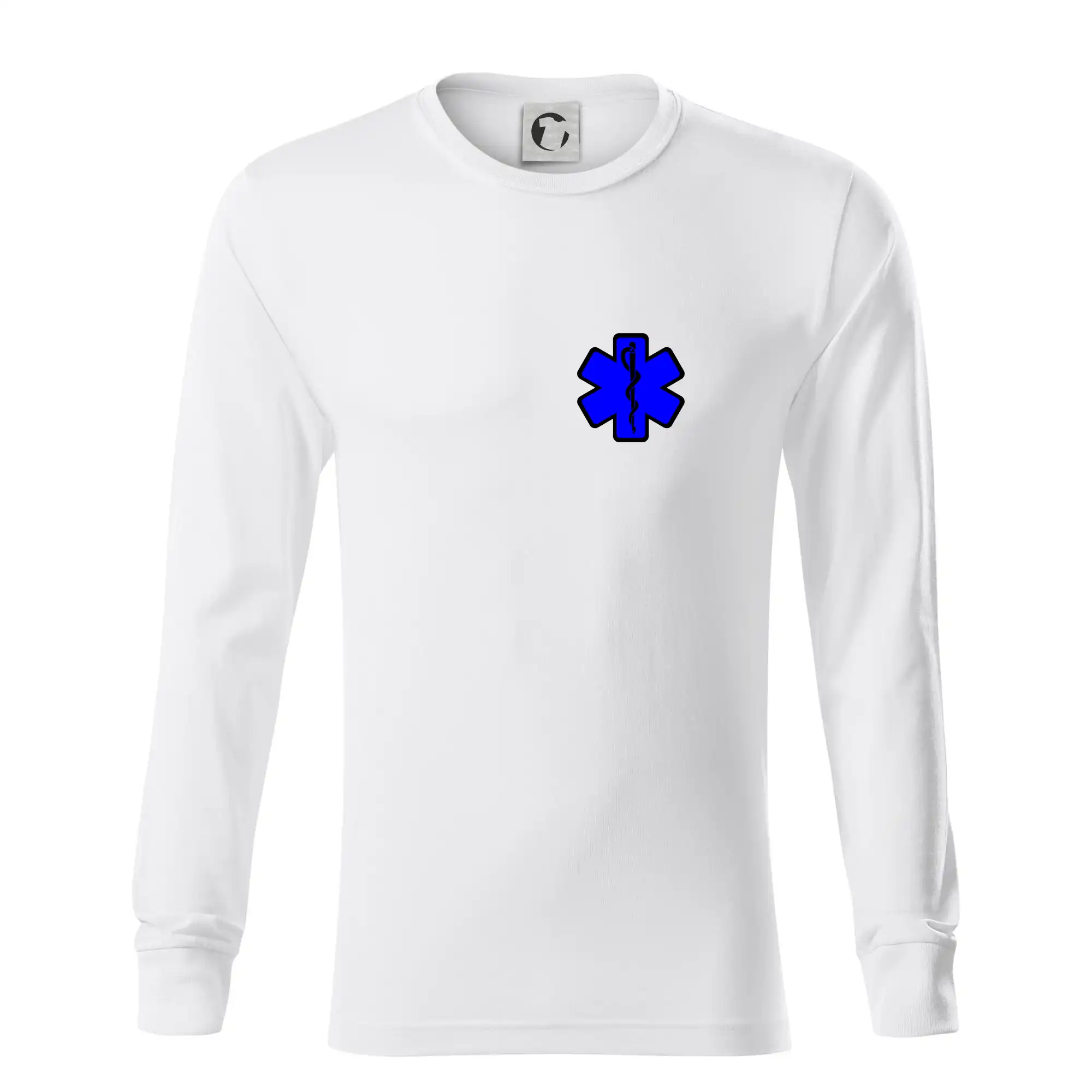 Tričká a mikiny pre záchranárov a lekárov - Kvalitné oblečenie pre zdravotníkov - Rescue - Hviezda na prsníku + nápis na chrbte - Tričko s dlhým rukávom LS R05