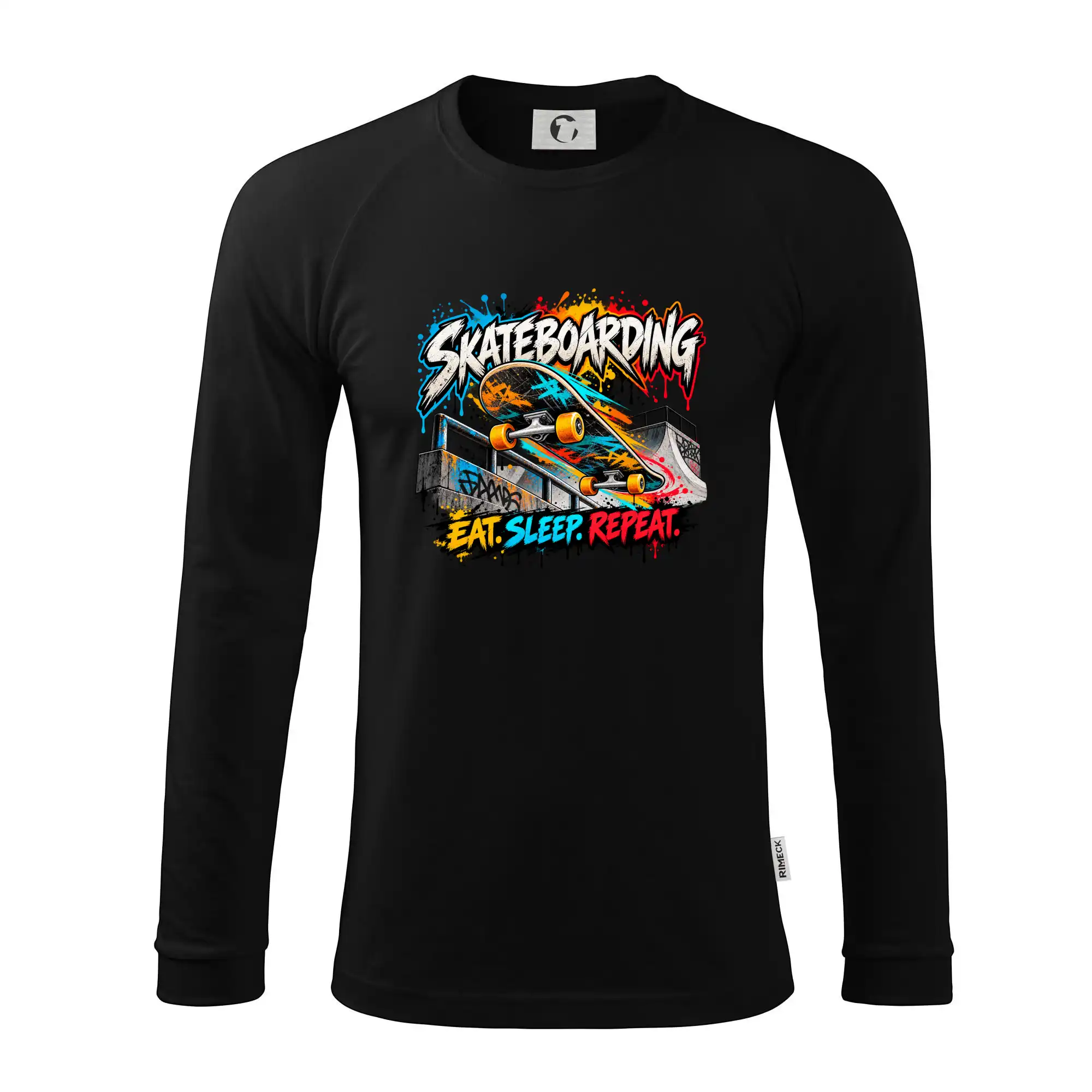 Skateboard ve street stylu eat sleep repeat