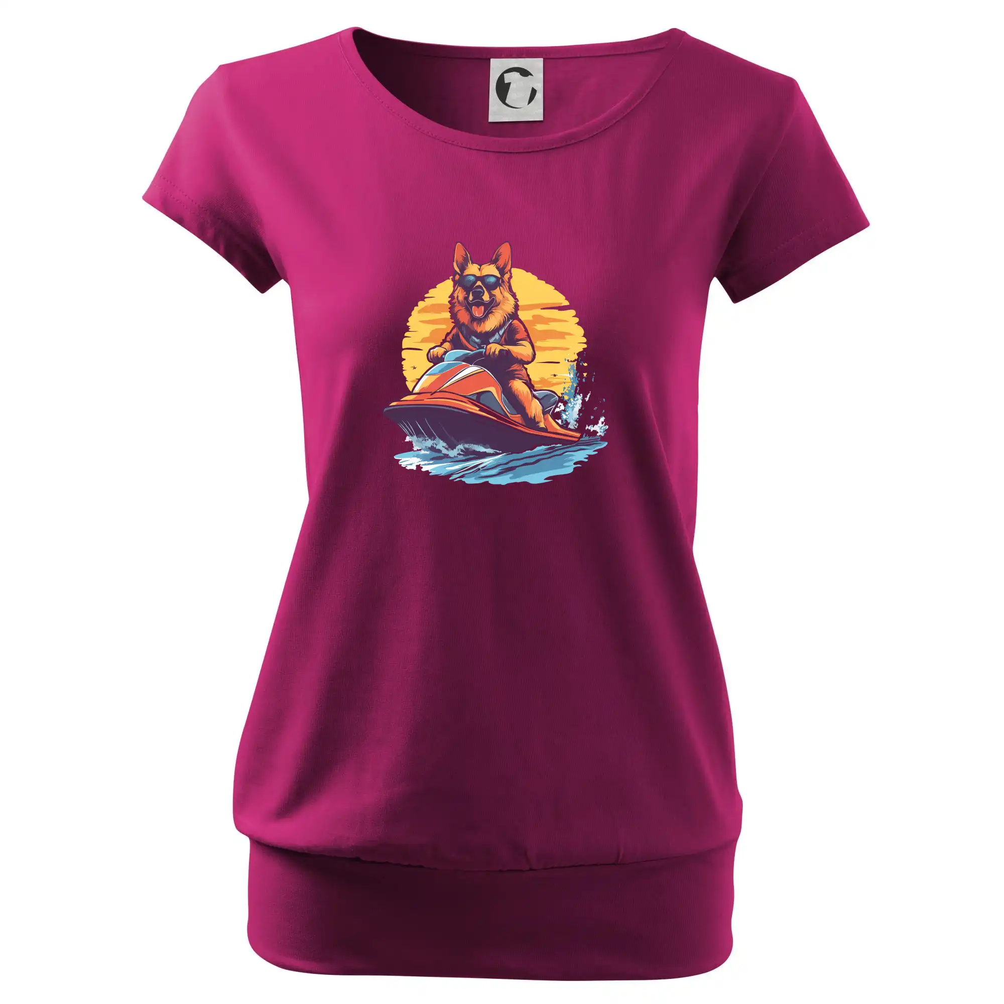 Německý ovčák na vodním skútru