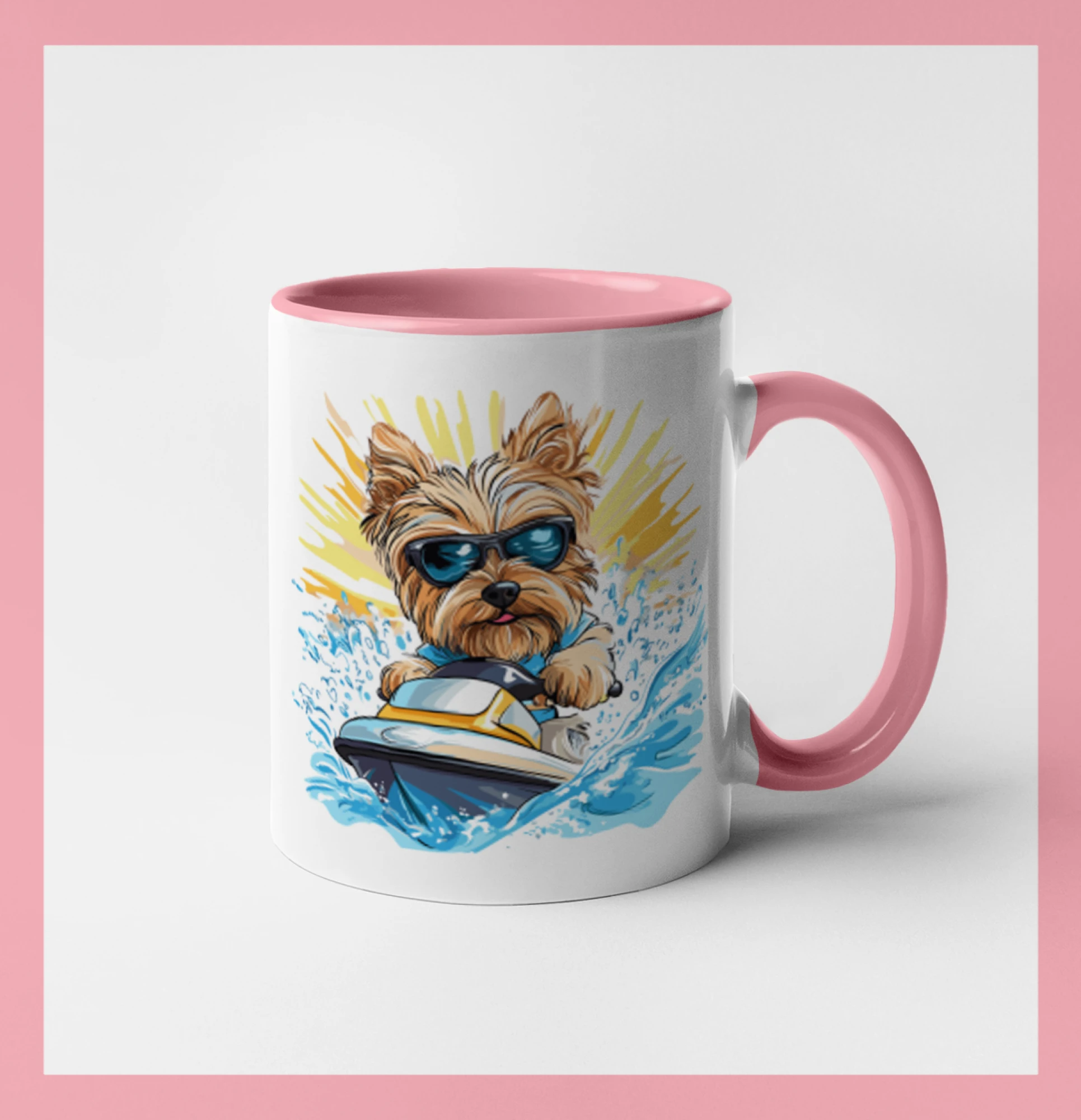 Yorkšírský teriér na vodním skútru