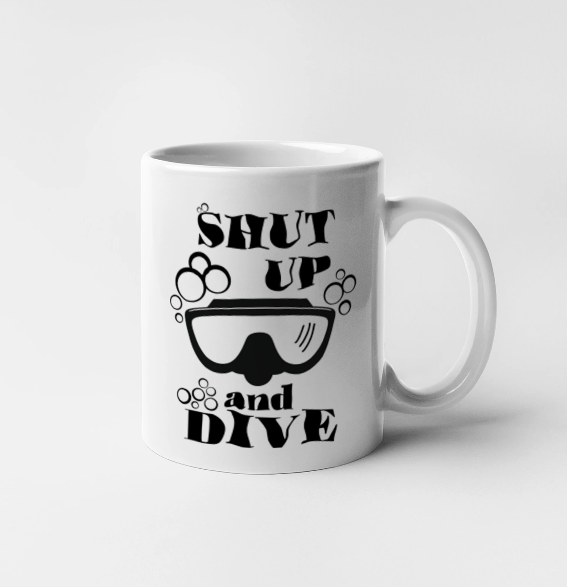 Potápačské tričká - Shut up and dive - Hrnček 