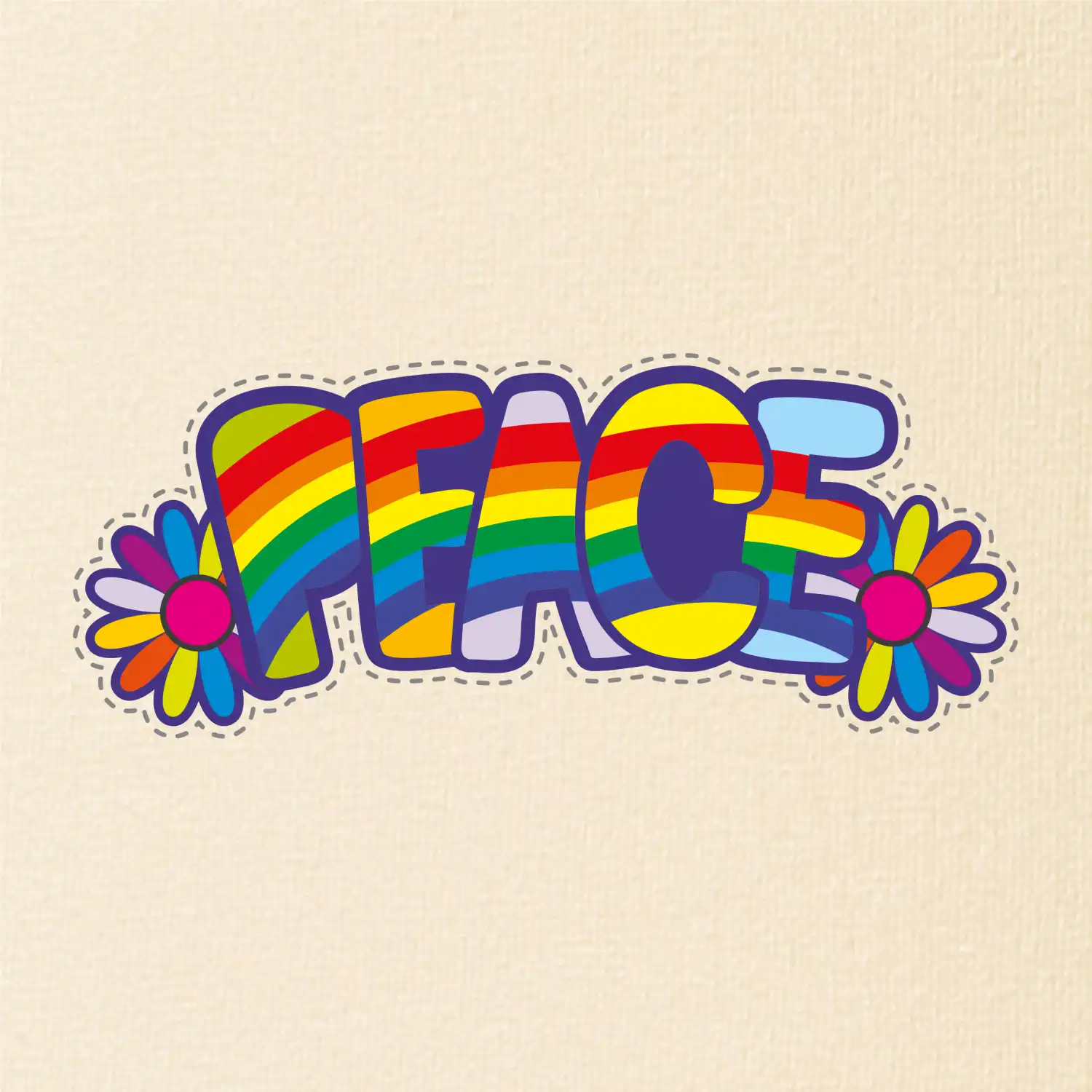 Peace nápis duhový