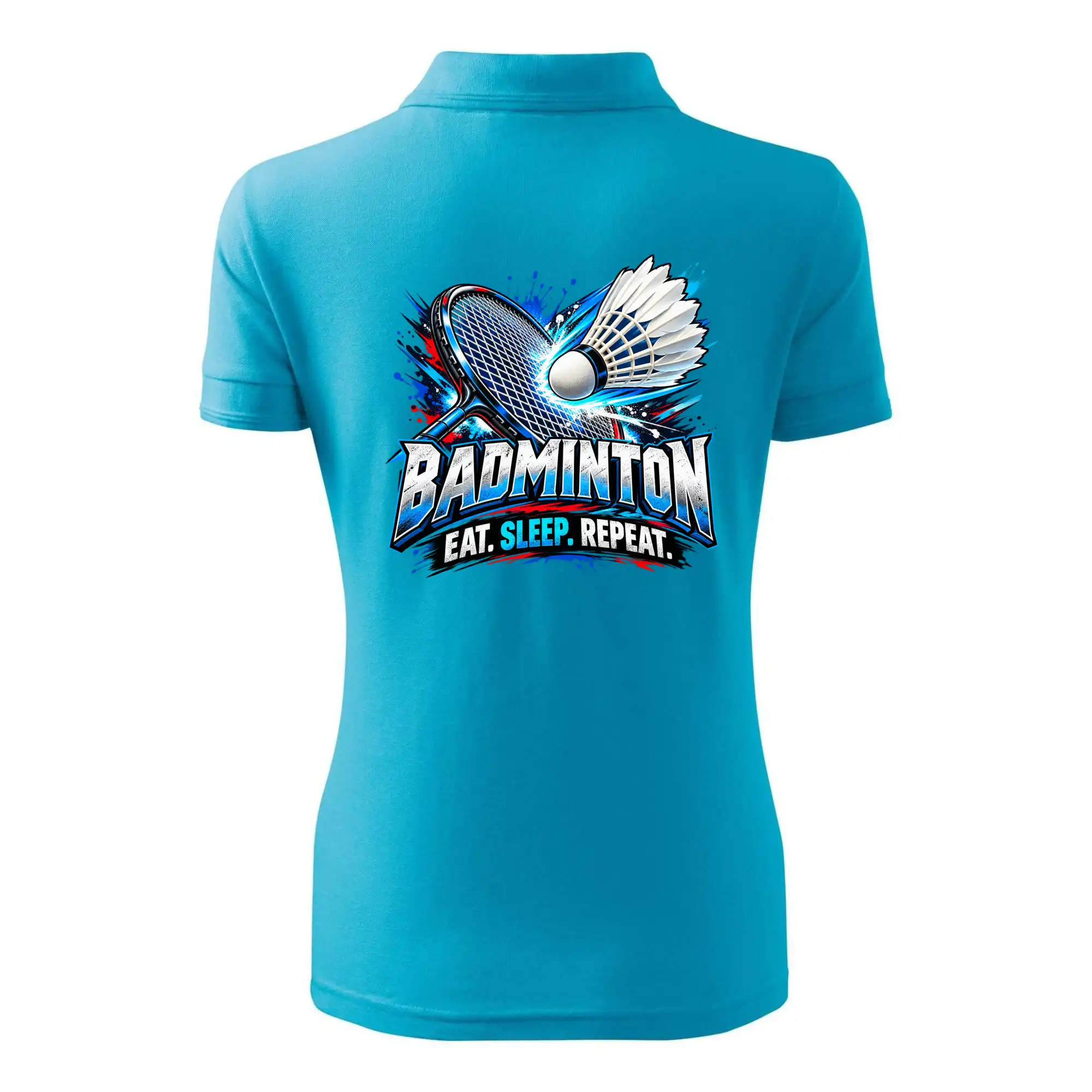 Badmintonová raketa s košíčkem eat sleep repeat