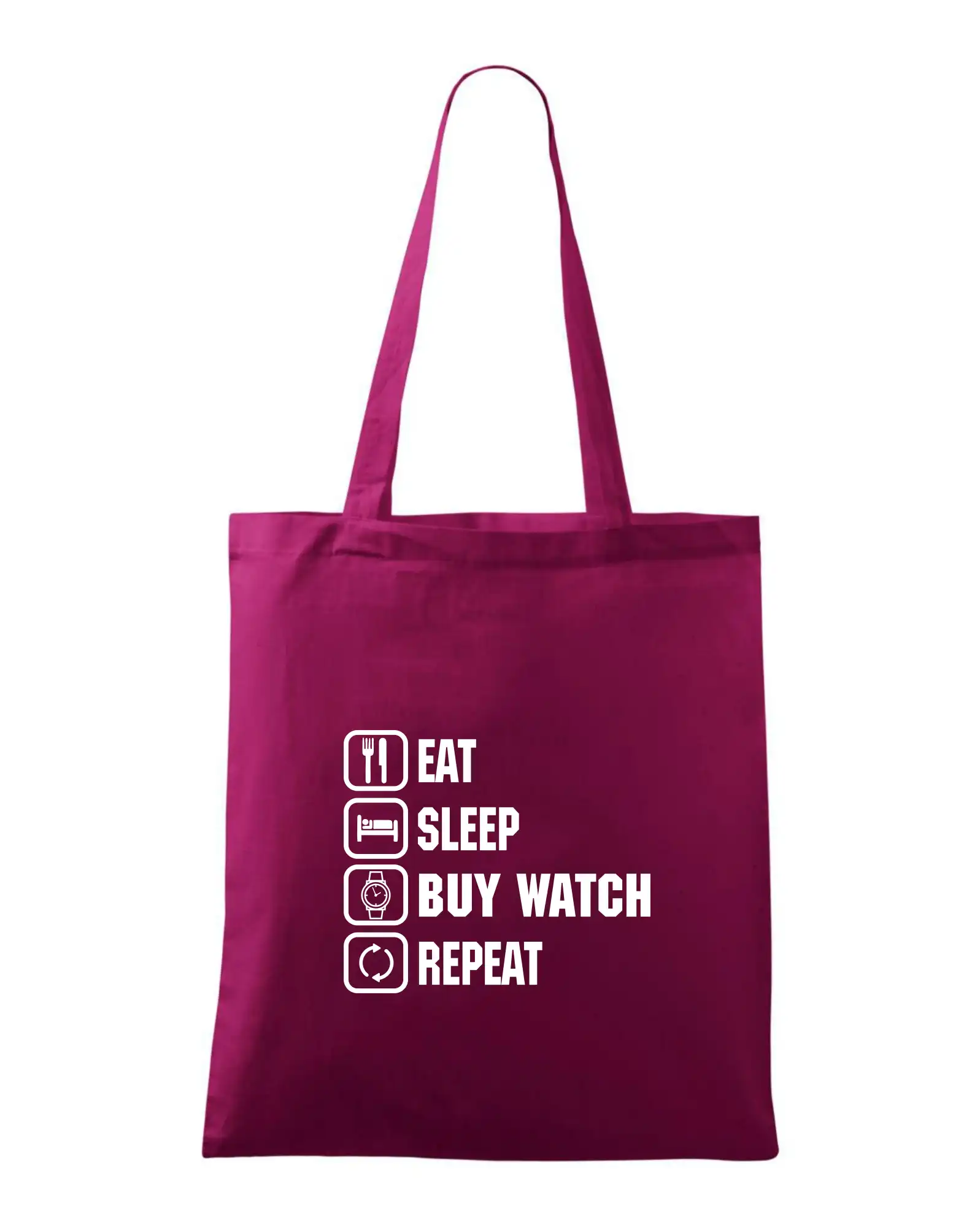 Eat sleep repeat - Eat Sleep Buy watch Repeat - Taška bavlnená