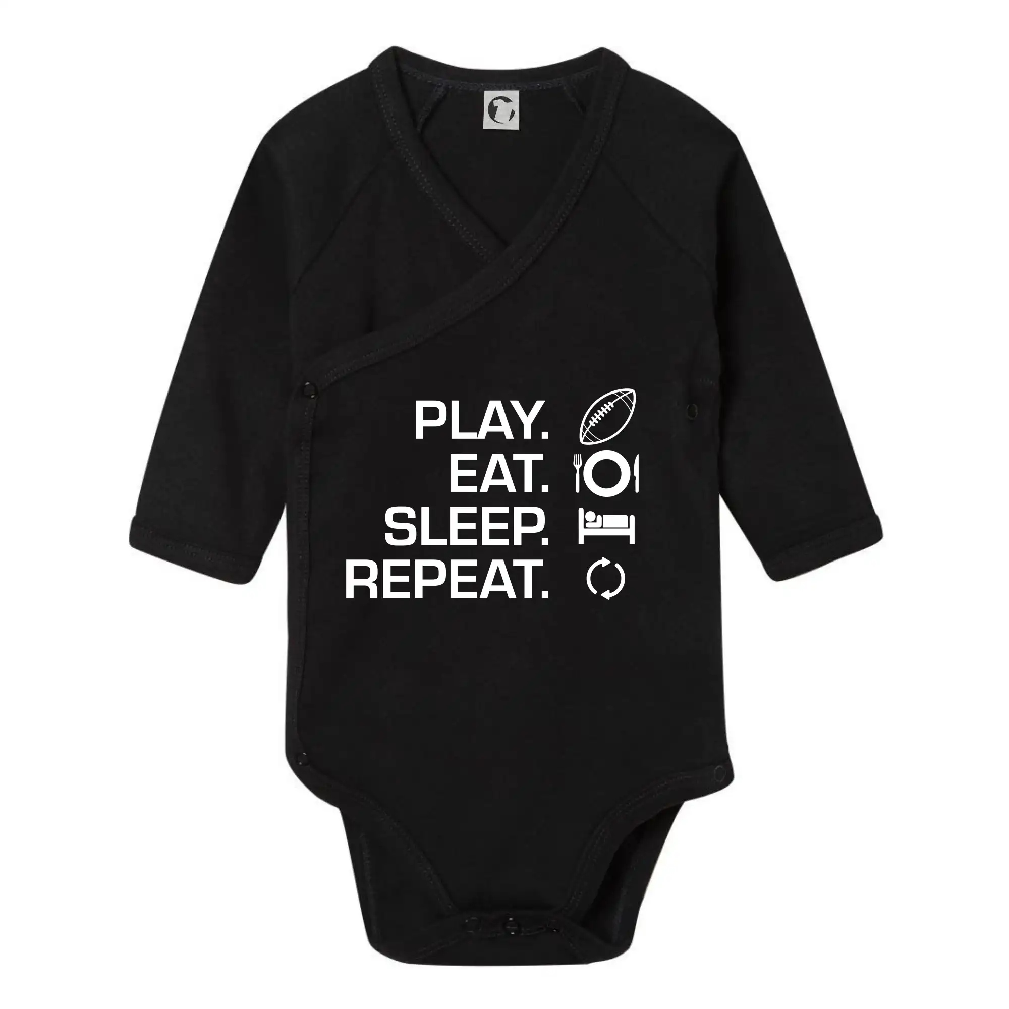 Tričká pre futbalistov - Play Eat Sleep Repeat americký fotbal - Body zavinovacie s dlhým rukávom