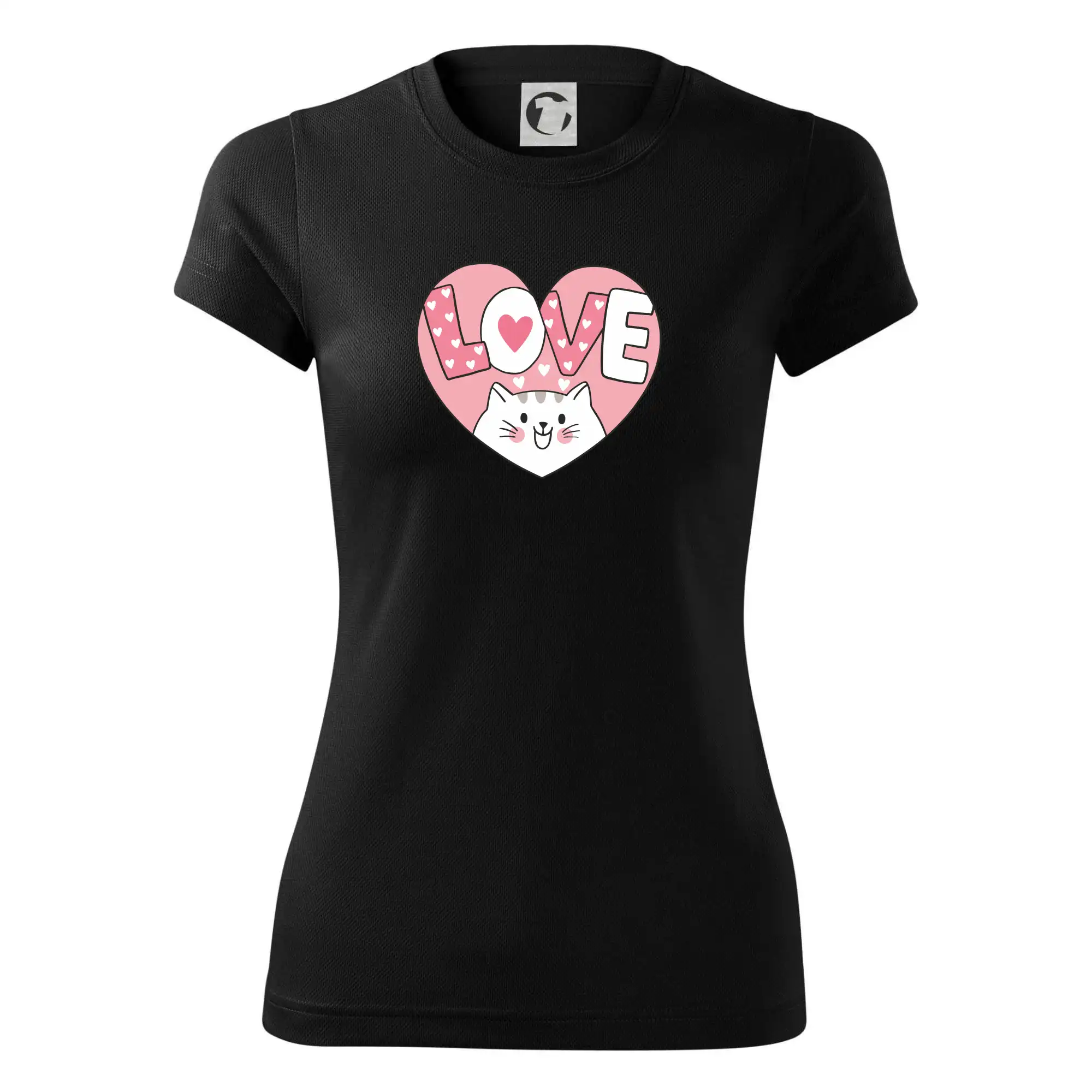 Kočka love - růžové srdce