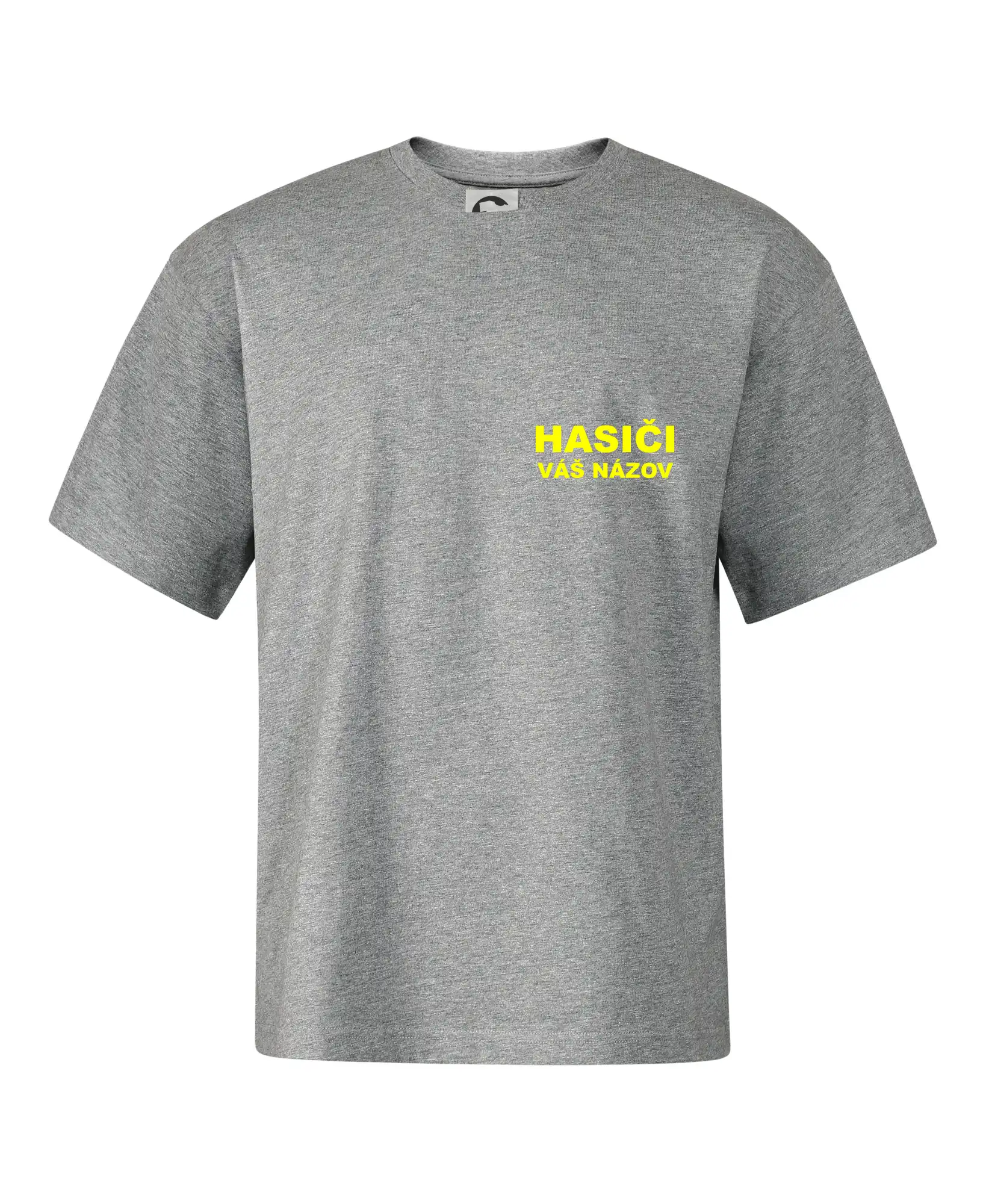 Originálne tričká pre hasičov - Hasiči - žltý nápis - váš názov zboru - Stage unisex - OVERSIZE