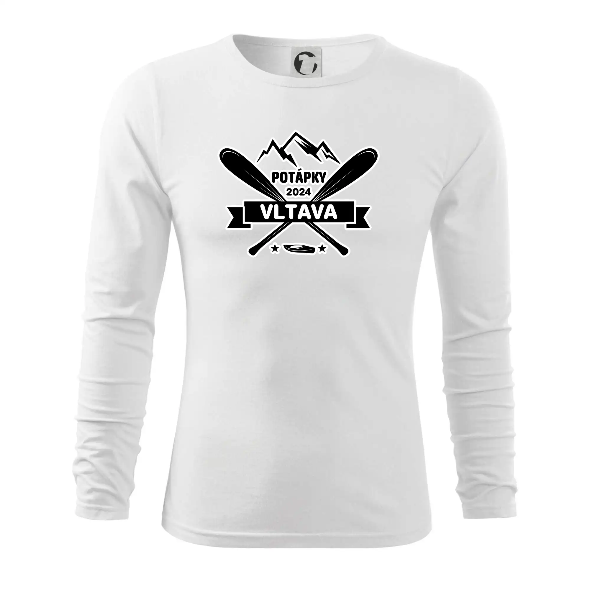 Vodácke tričká - K vode - pádla hory (vlastný nápis) - Tričko s dlhým rukávom FIT-T long sleeve