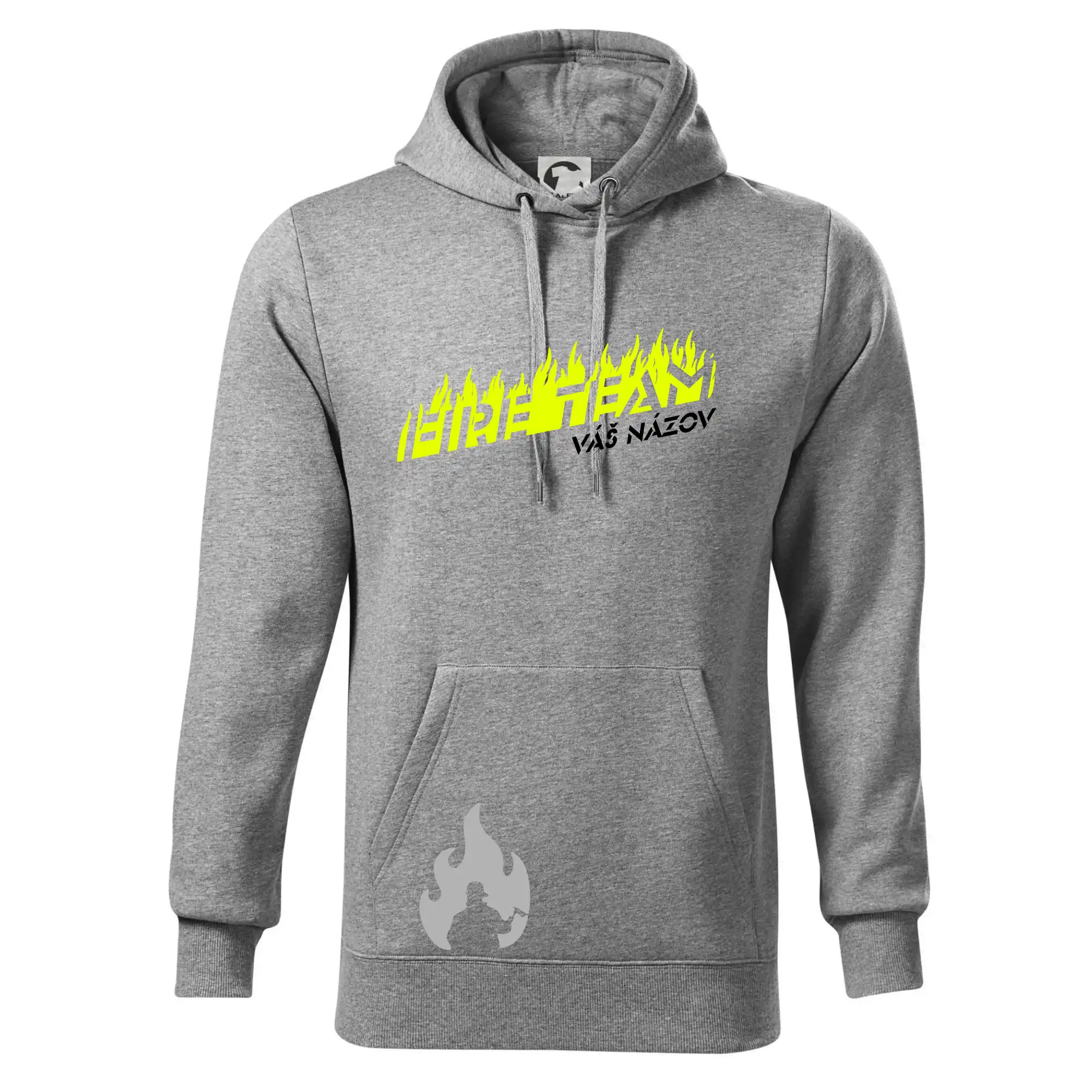 Originálne tričká pre hasičov - Fireteam - oheň - Váš názov - Mikina pánska Cape s kapucňou