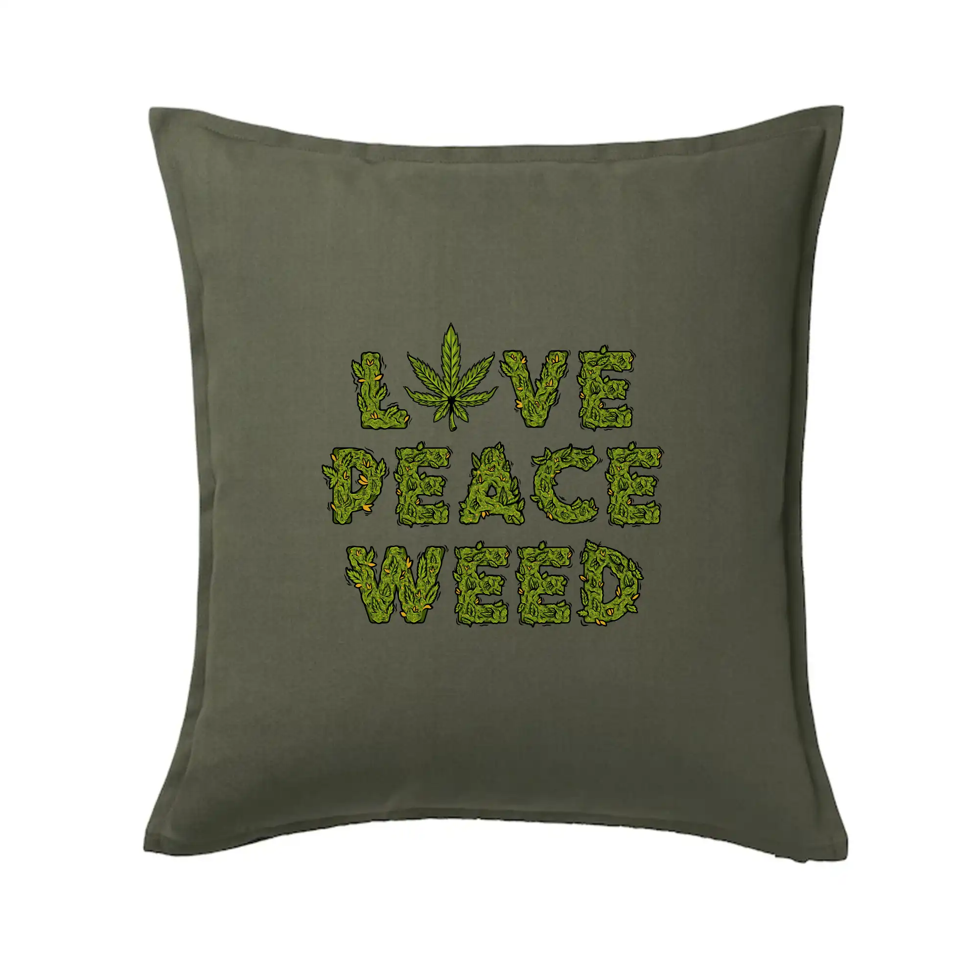 Tričká pre pohodový ľudí - Love peace weed - Vankúš 50x50
