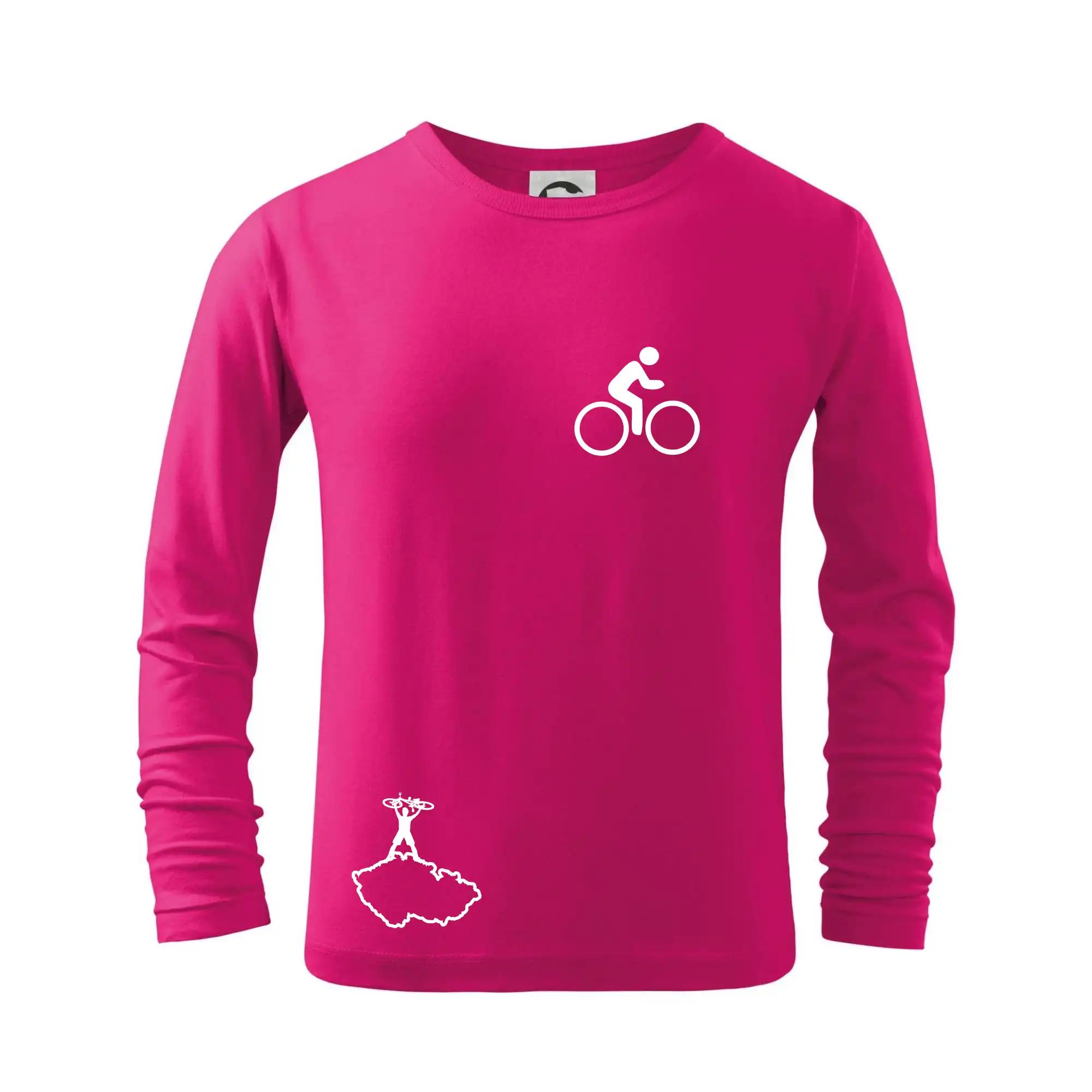 Tričko ako darček pre cyklistu - Mapa ČR + kolo na prsu - Tričko detské Long Sleeve