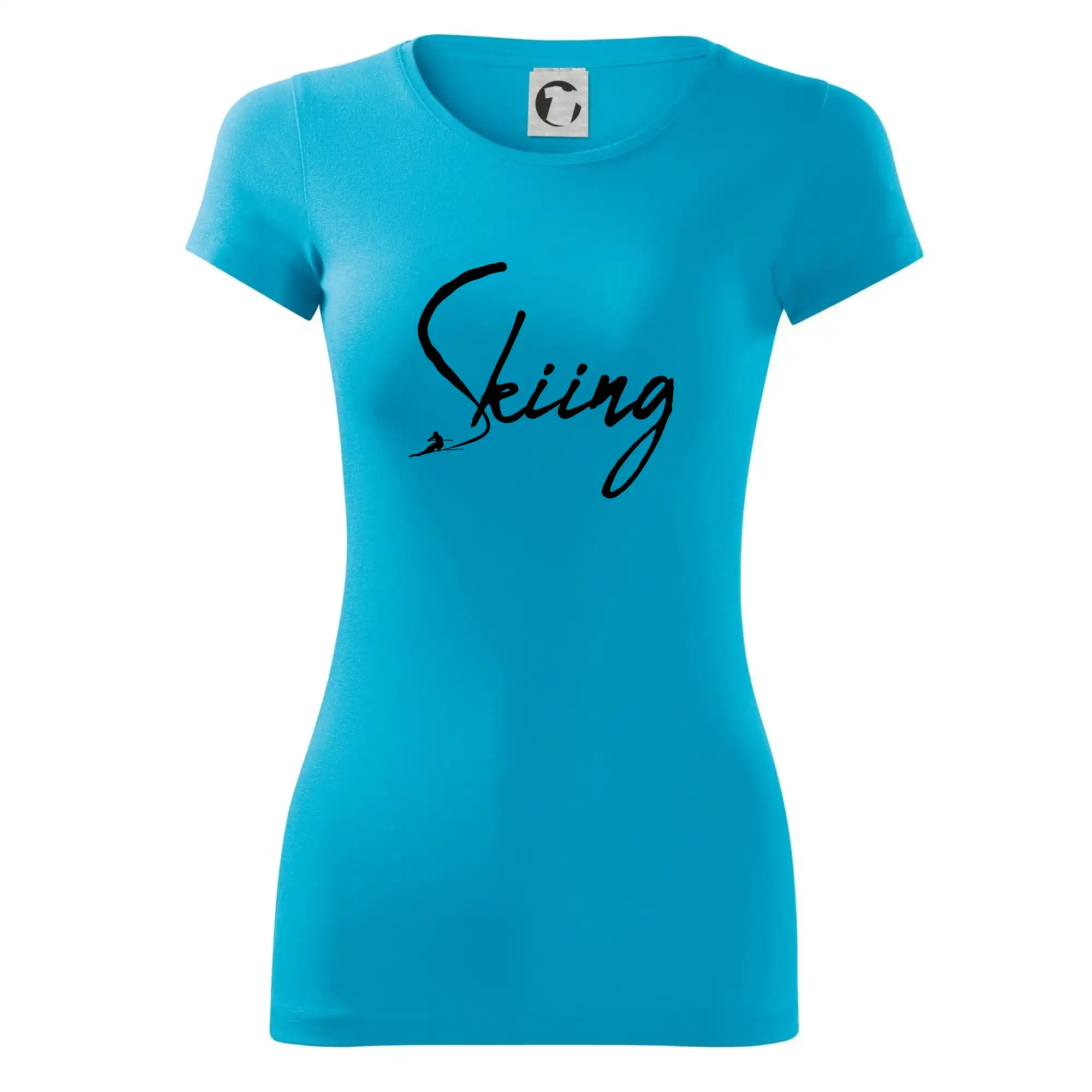 Skiing nápis lyžař