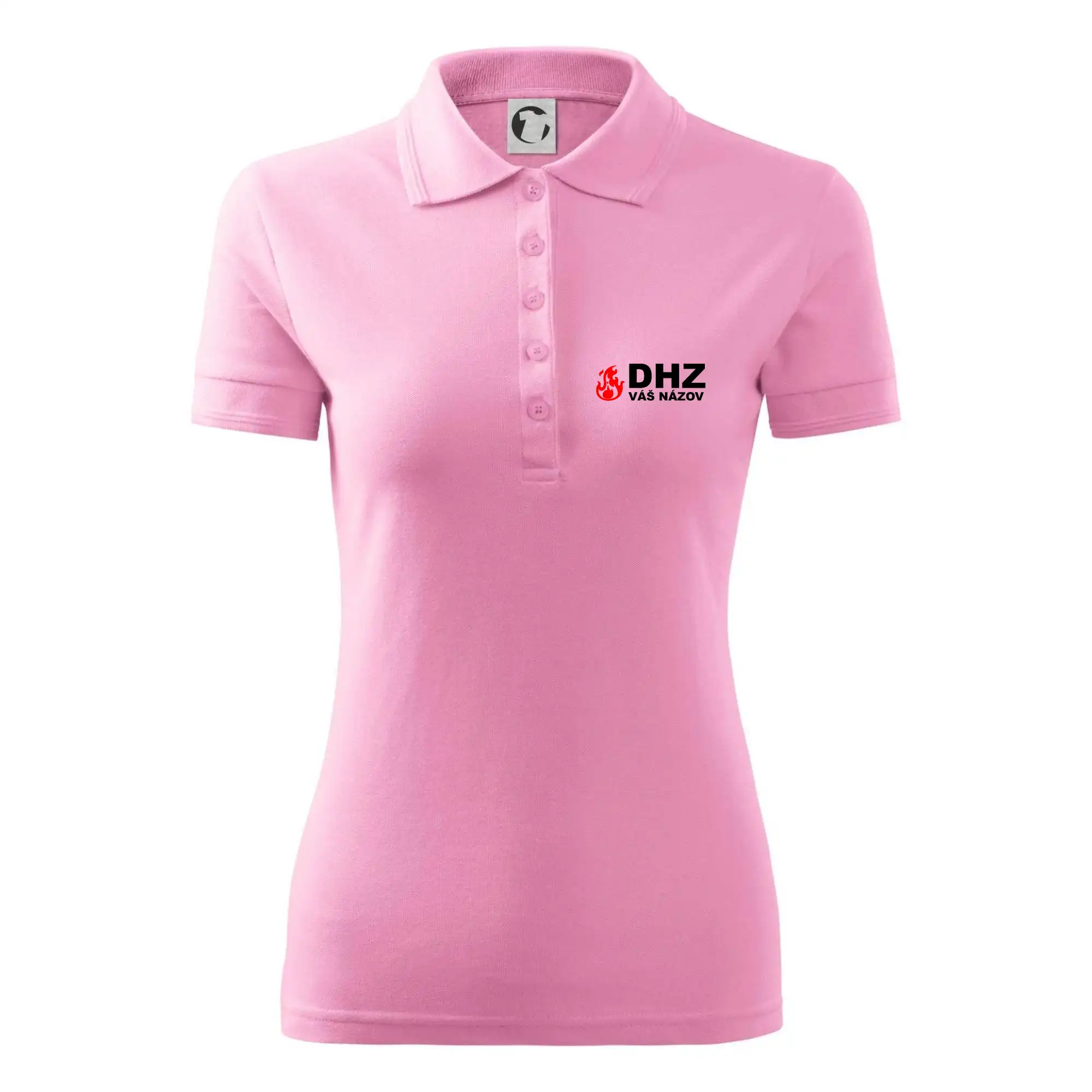Originálne tričká pre hasičov - DHZ (oheň, názov sboru - vlastný nápis) - Polokošeľa dámska Pique Polo