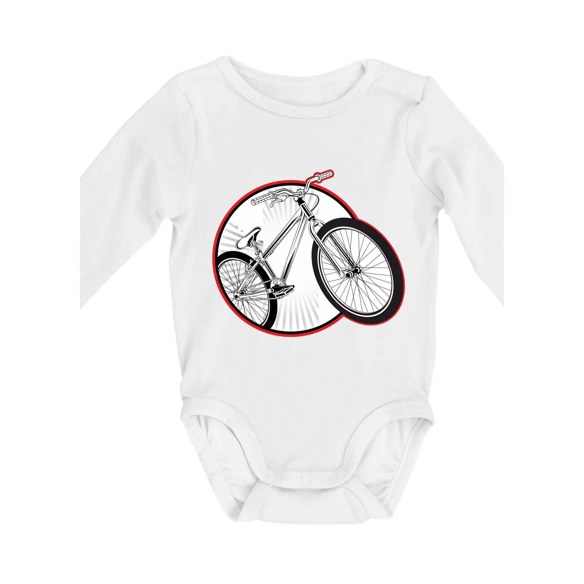 Tričko ako darček pre cyklistu - Downhill koleso v kruhu - Body dojčenské s dlhým rukávom