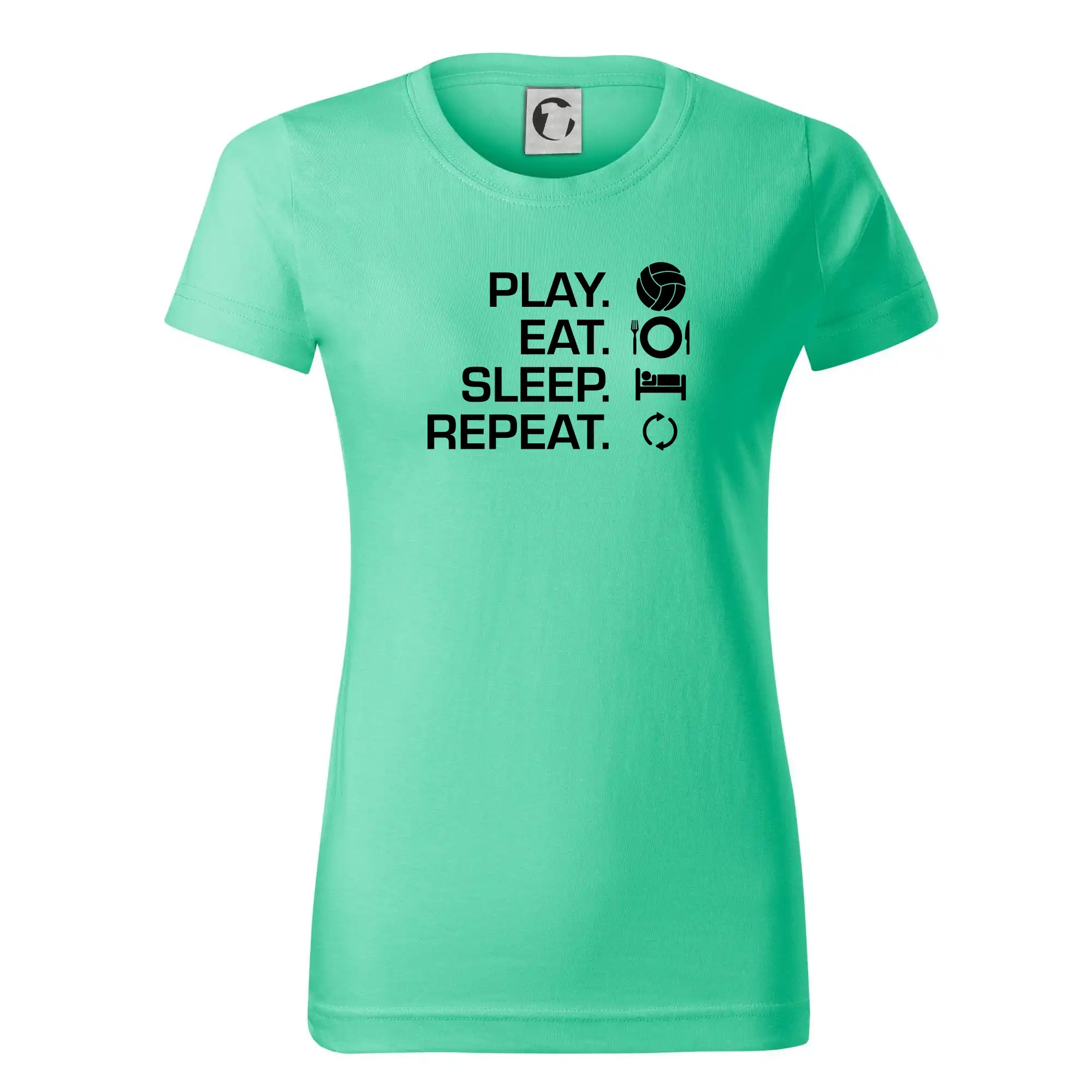 Trička na volejbal - Play Eat Sleep Repeat volejbal - Dámske tričko basic - ľahko voľnejšie a dlhšie