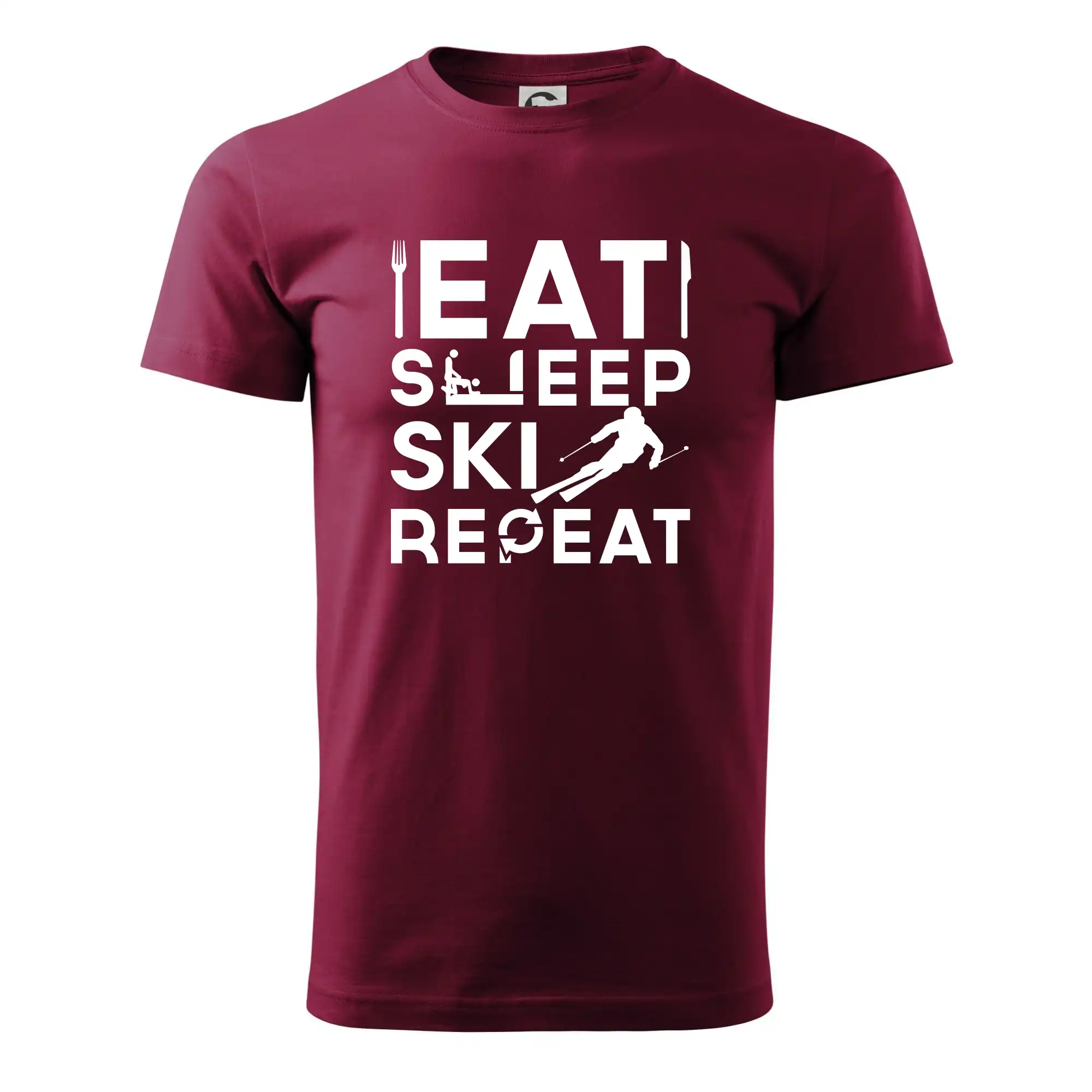 Lyže a Snowboard - Eat sleep ski repeat - Pánske tričko nižšej gramáže
