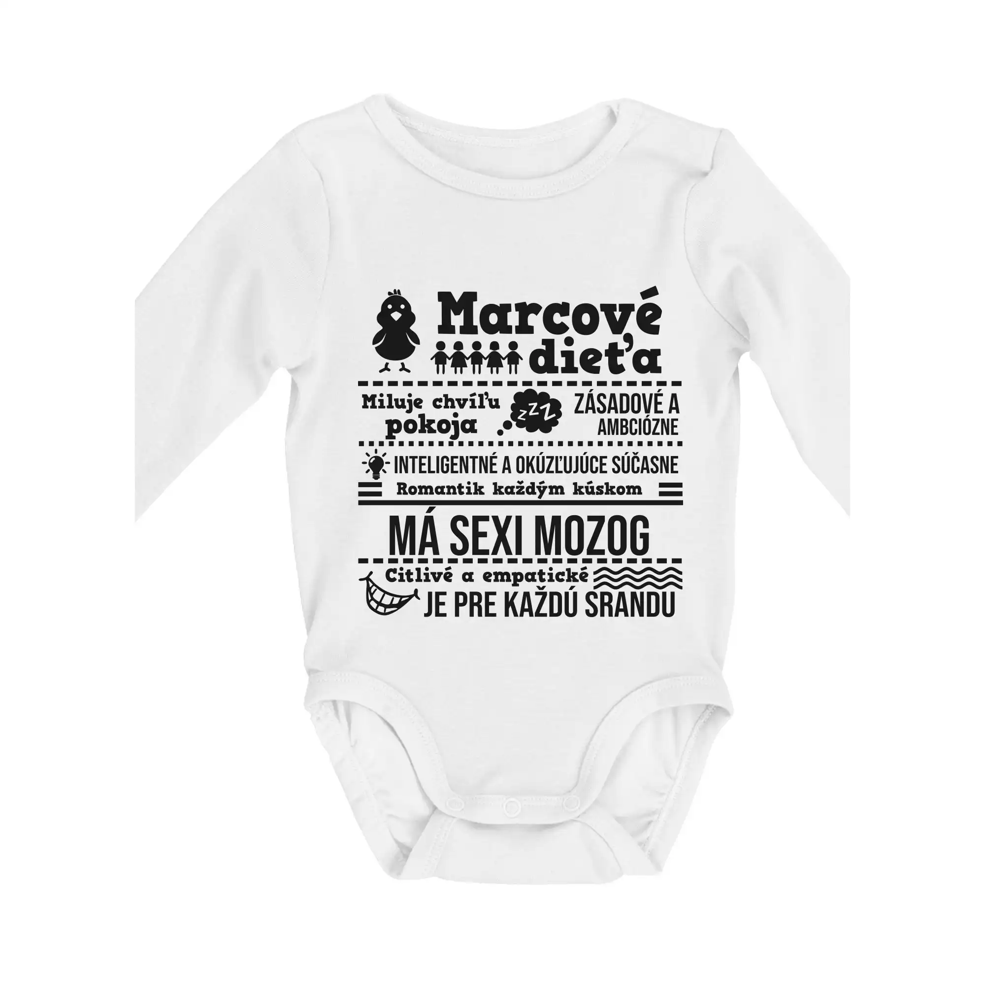 Tričká pre narodených v marci - Narodeniny Marec - Body dojčenské s dlhým rukávom