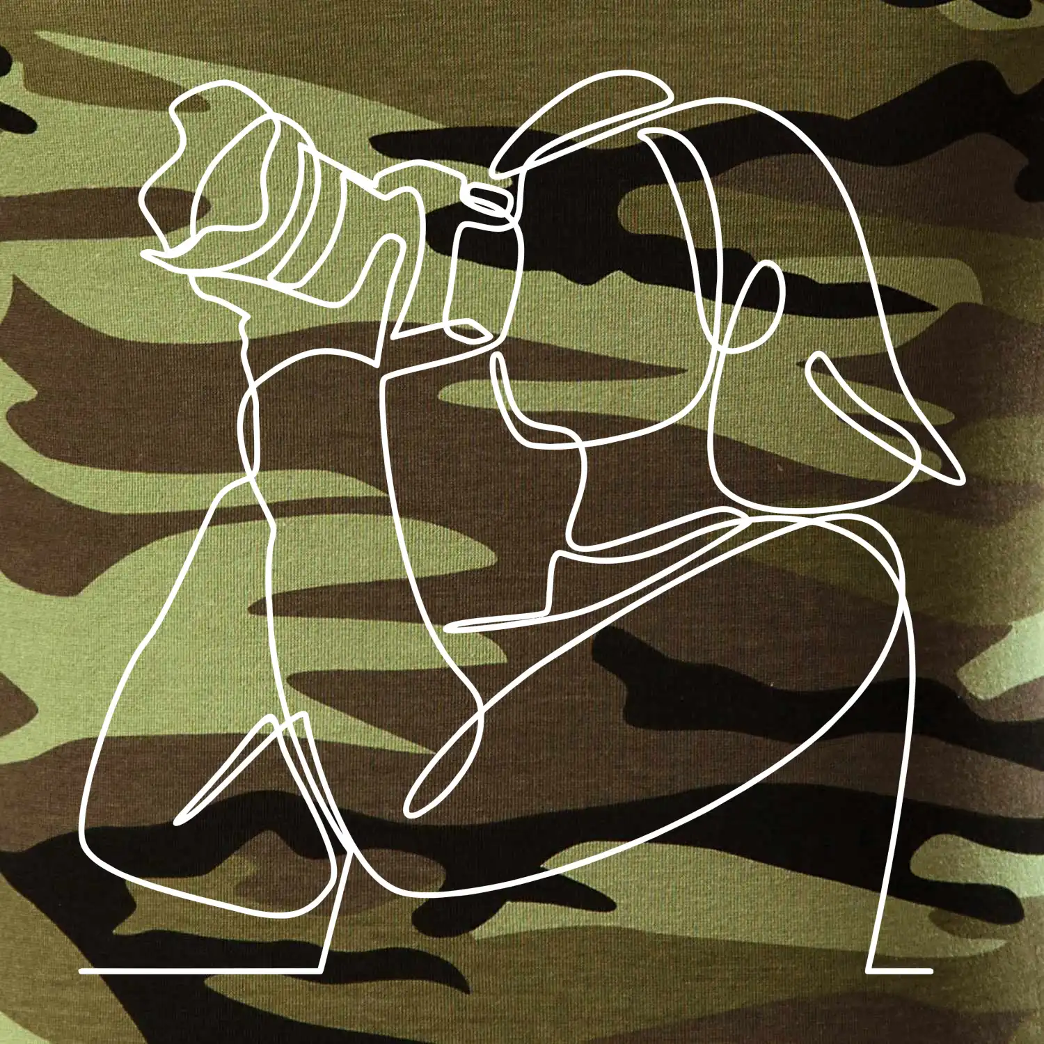 Fotografka stojící jedním tahem