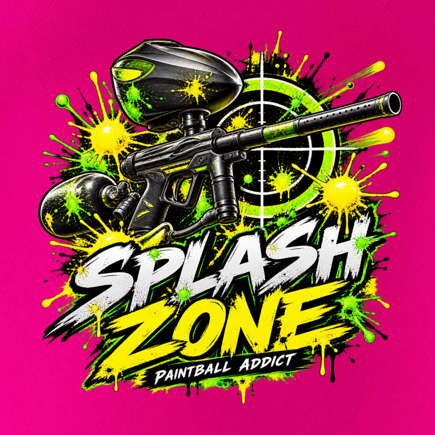 Neonový zásah splash zone paintball
