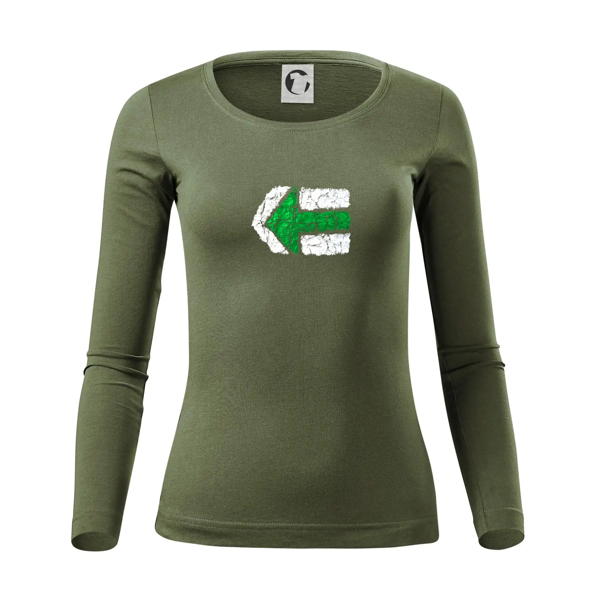 Trička na kempovanie - Párová turistická značka zelená - Dámske tričko FIT-T LS - zužené
