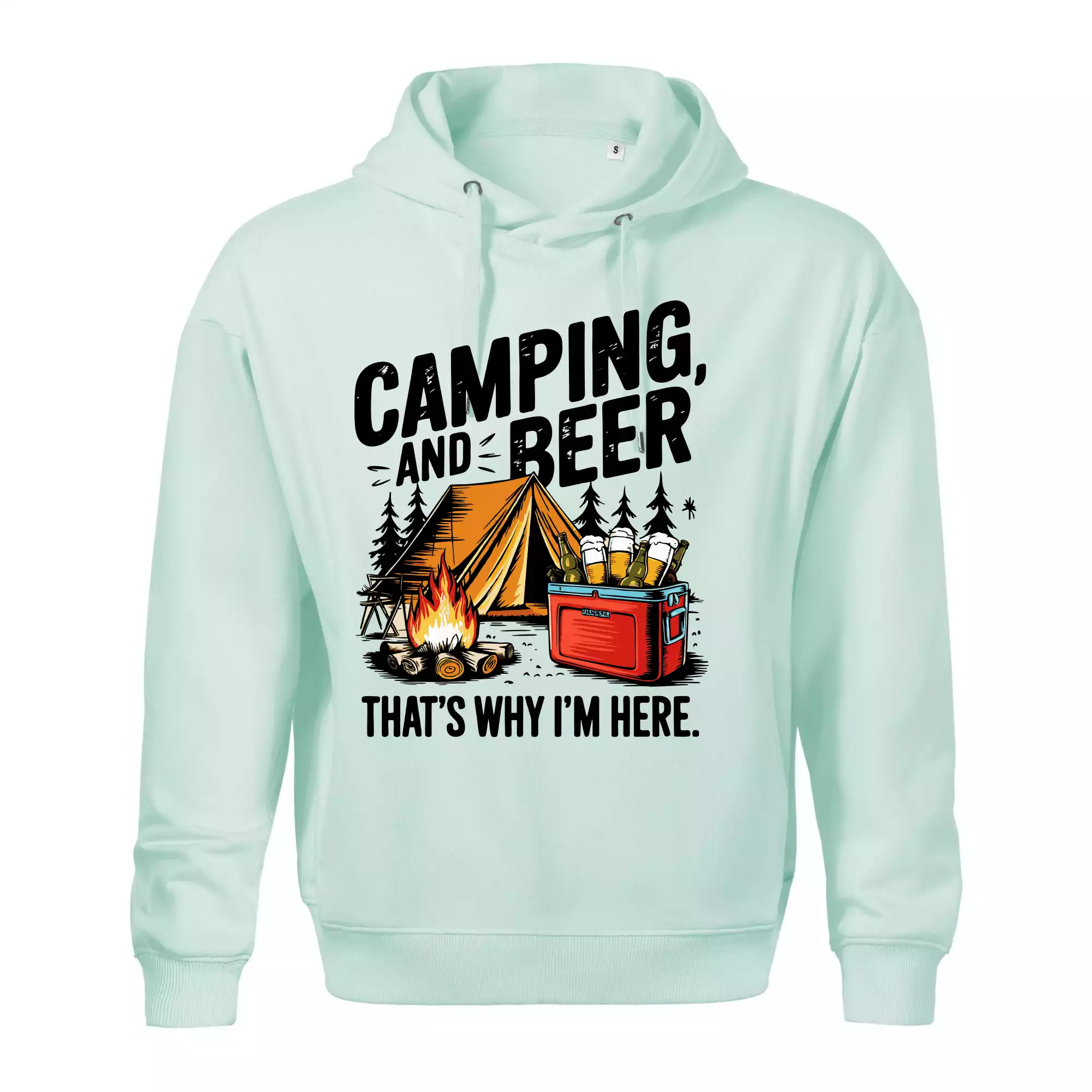 Černý nápis nápis Camping and beer