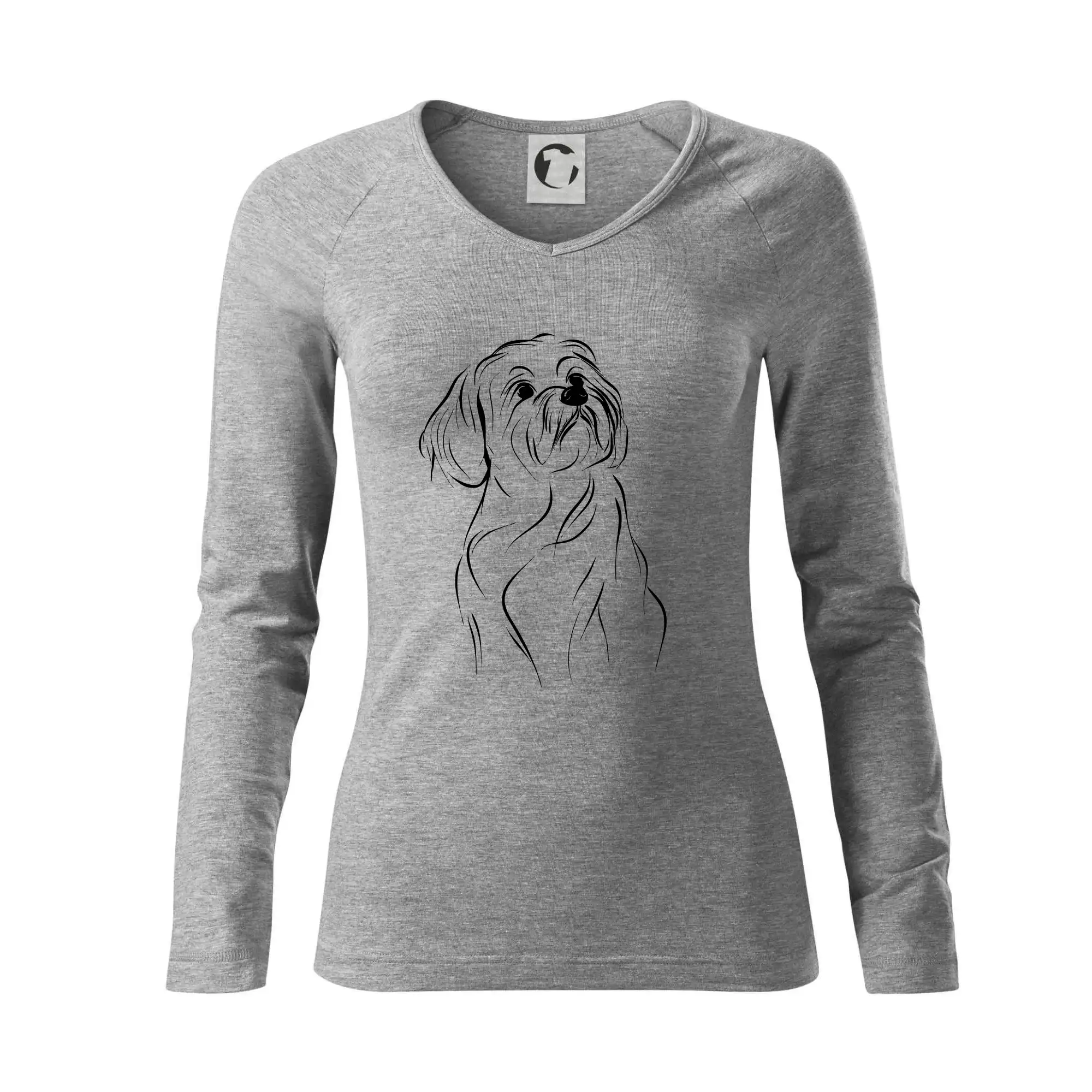 Ostatné psie plemená - Lhasa Apso čierny nákres slabej linky - Tričko dámske Elegance