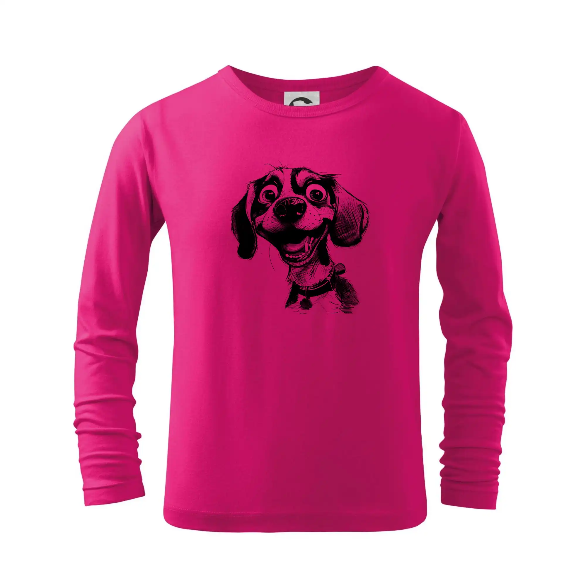 Bígl na tričku - Čiernobiela karikatúra bígl - Tričko detské Long Sleeve