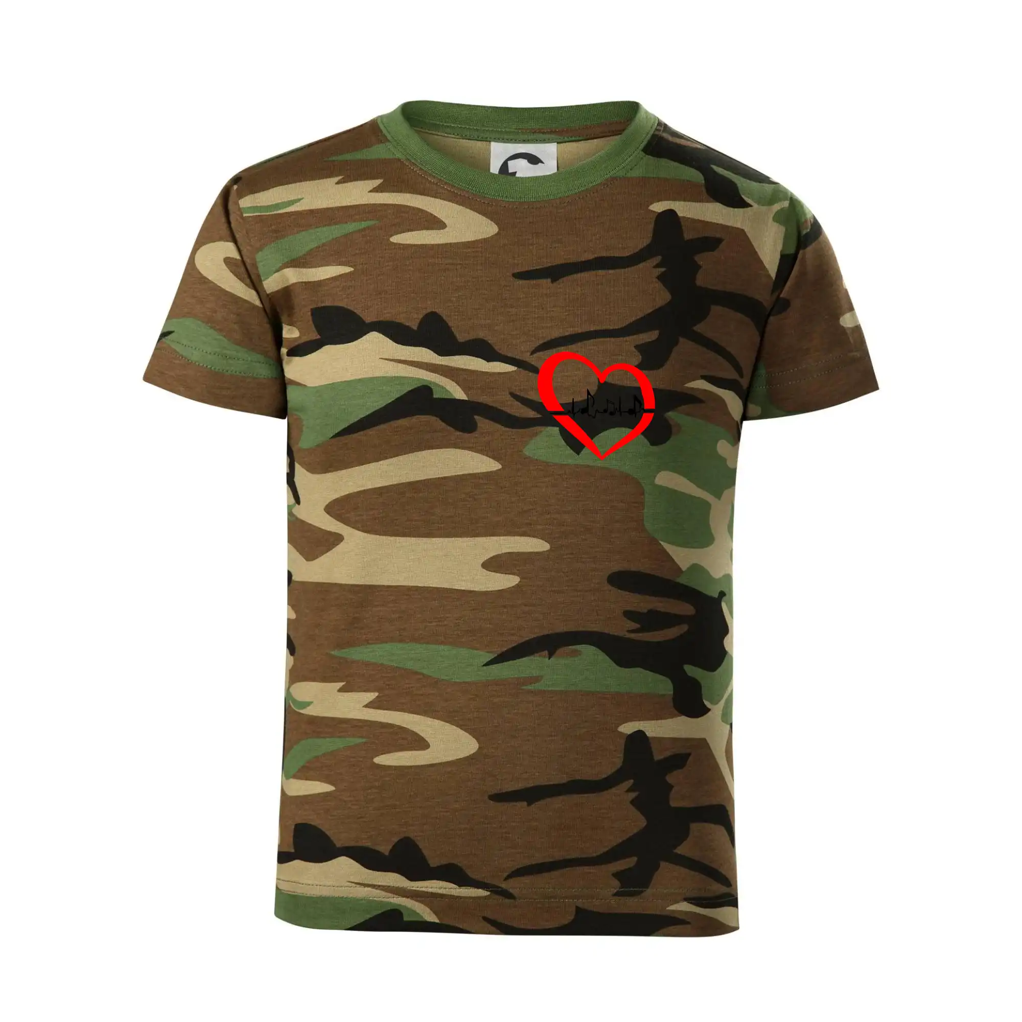 Hudobné tričká - Moje srdce bije pre hudbu - srdce malé - Detské maskáčové tričko