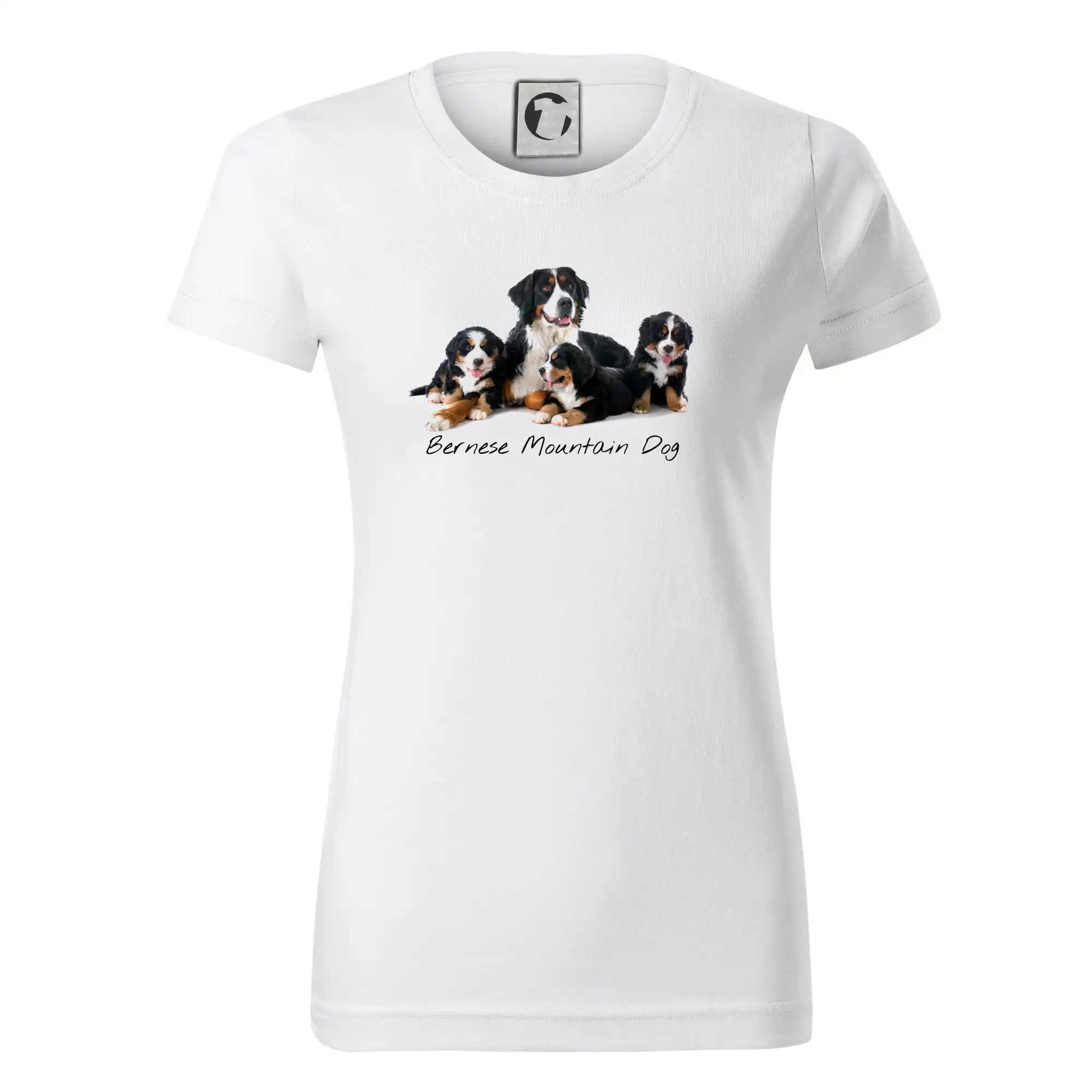Bernský salašnícky pes na tričku - Bernese mountain dog celá rodina - Dámske tričko basic - ľahko voľnejšie a dlhšie