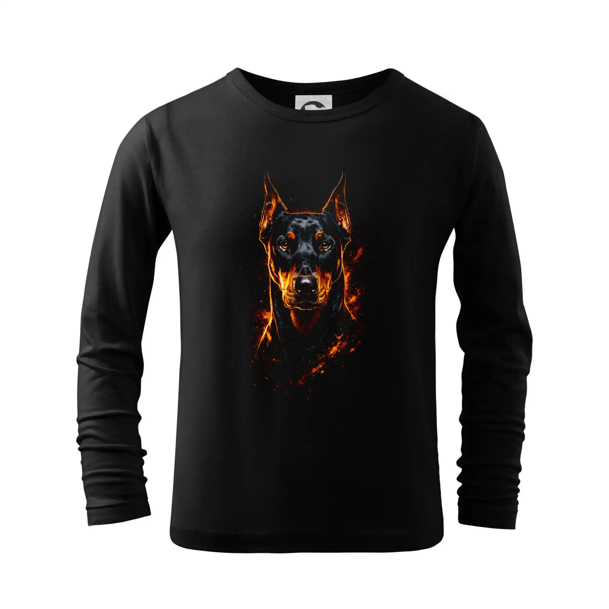 Ostatné psie plemená - Obrázok poltón Doberman hlava - Tričko detské Long Sleeve