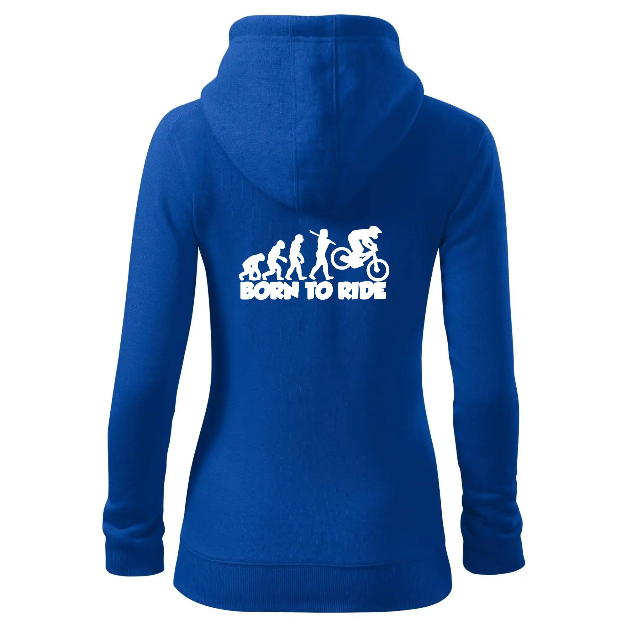 Tričká s potlačou evolúcia - Evolution Born to ride - Mikina dámska trendy zipper s kapucňou